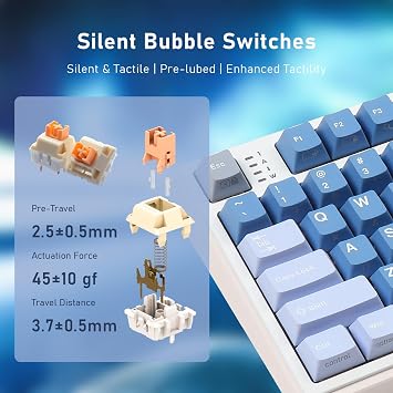 iRocks K85R RGB Mechanical Keyboard (Aurora Blue, Silent Bubble Switch)