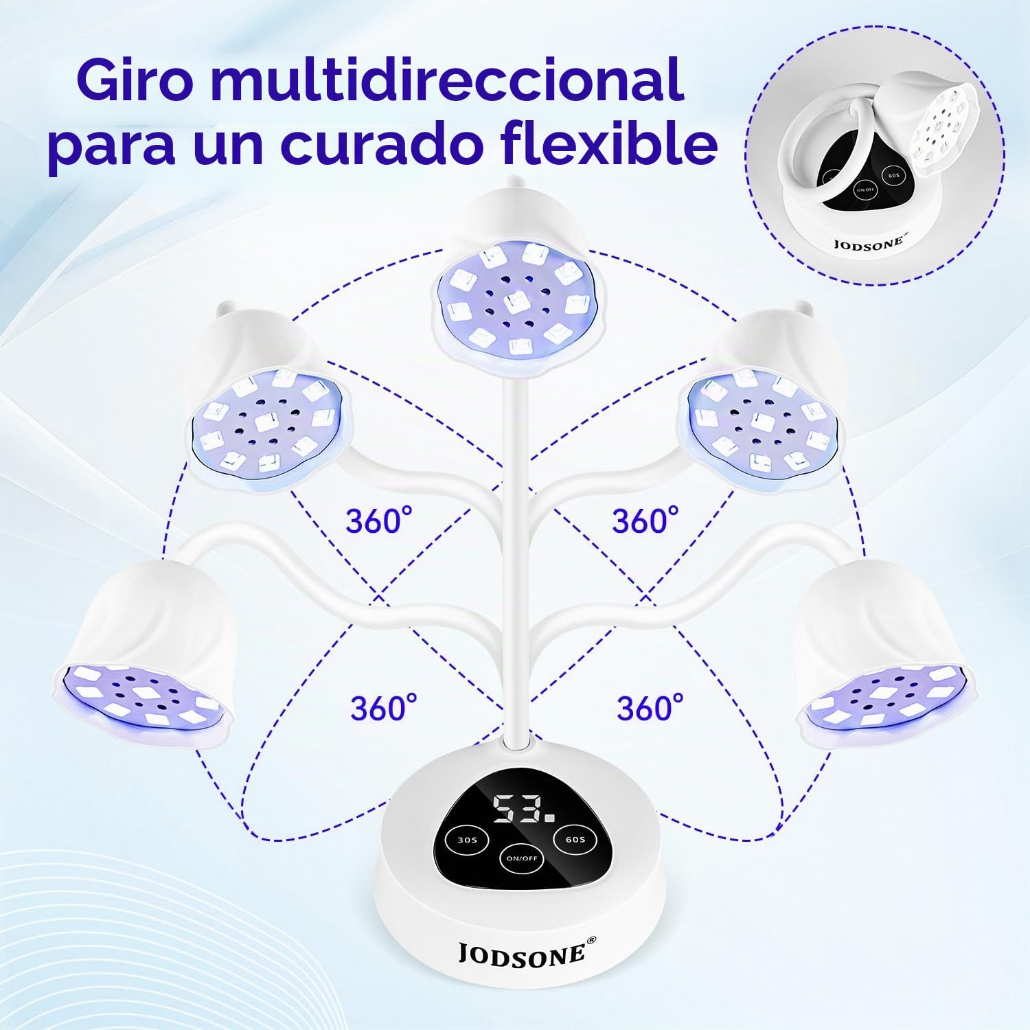 JODSONE Mini lámpara LED inalámbrica para uñas UV, recargable portátil para uñas de gel, sensor automático, lámpara LED de uñas blanca
