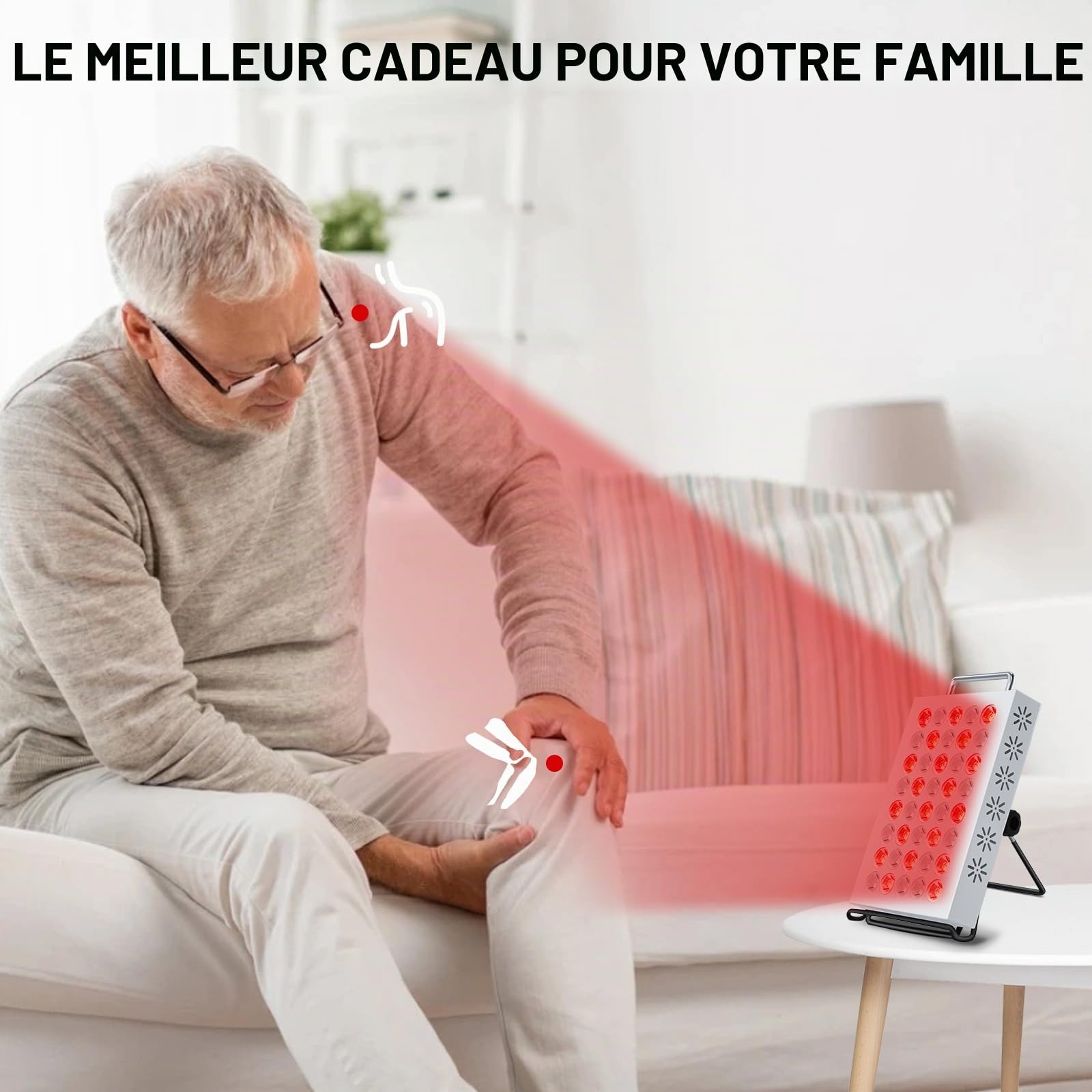 Lampe Rouge Infrarouge 660nm & 850nm, Panneau 40 LED avec Minuterie, Lumière Rouge pour Maison/Bureau