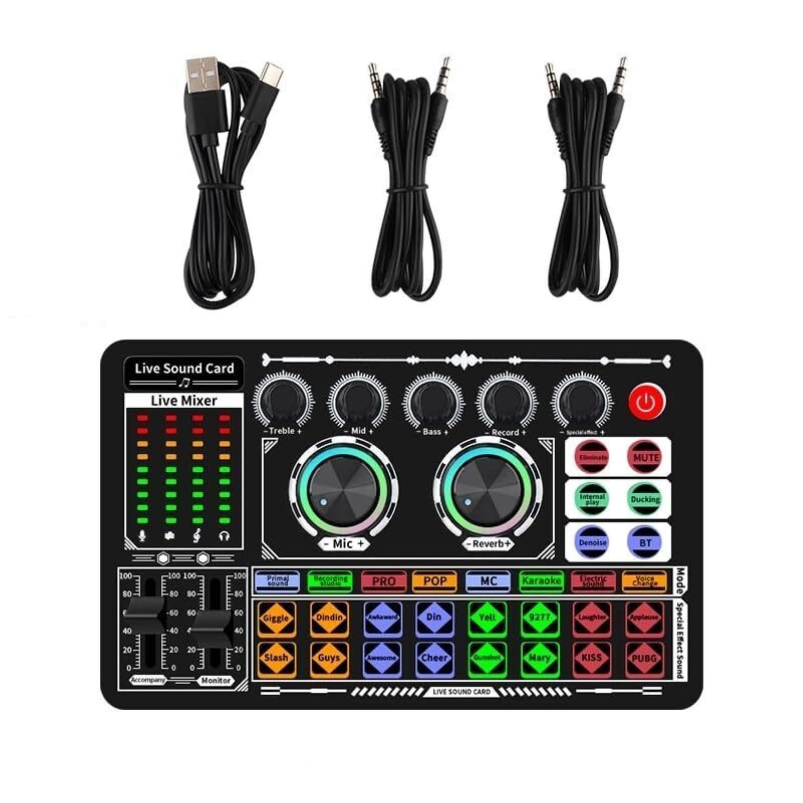 Carte son en direct, table de mixage DJ pour diffusion en direct/podcasting/jeux