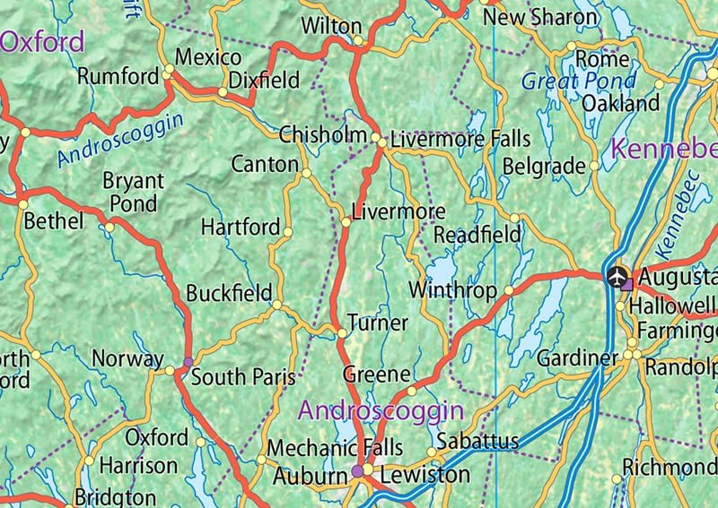 Miniatura 3 de Mapa de póster físico de Maine - 23.3 x 16.5 pulgadas - Papel laminado
