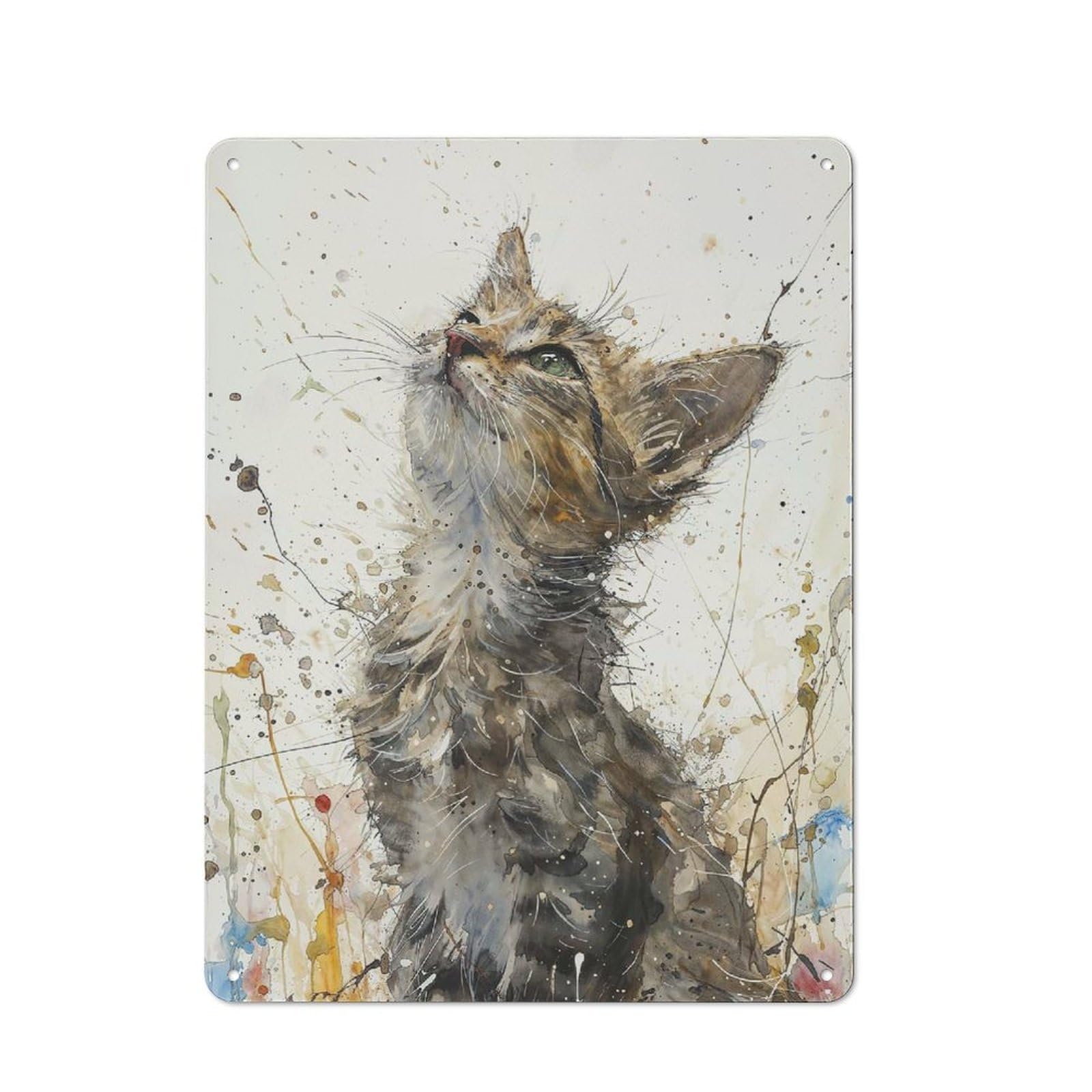 Old Style Upward Kitten Gaze Vintage Metal Sign 40x30cm, Bar Wall Plaque for Pub, Home Bar, Shed Or Man Cave