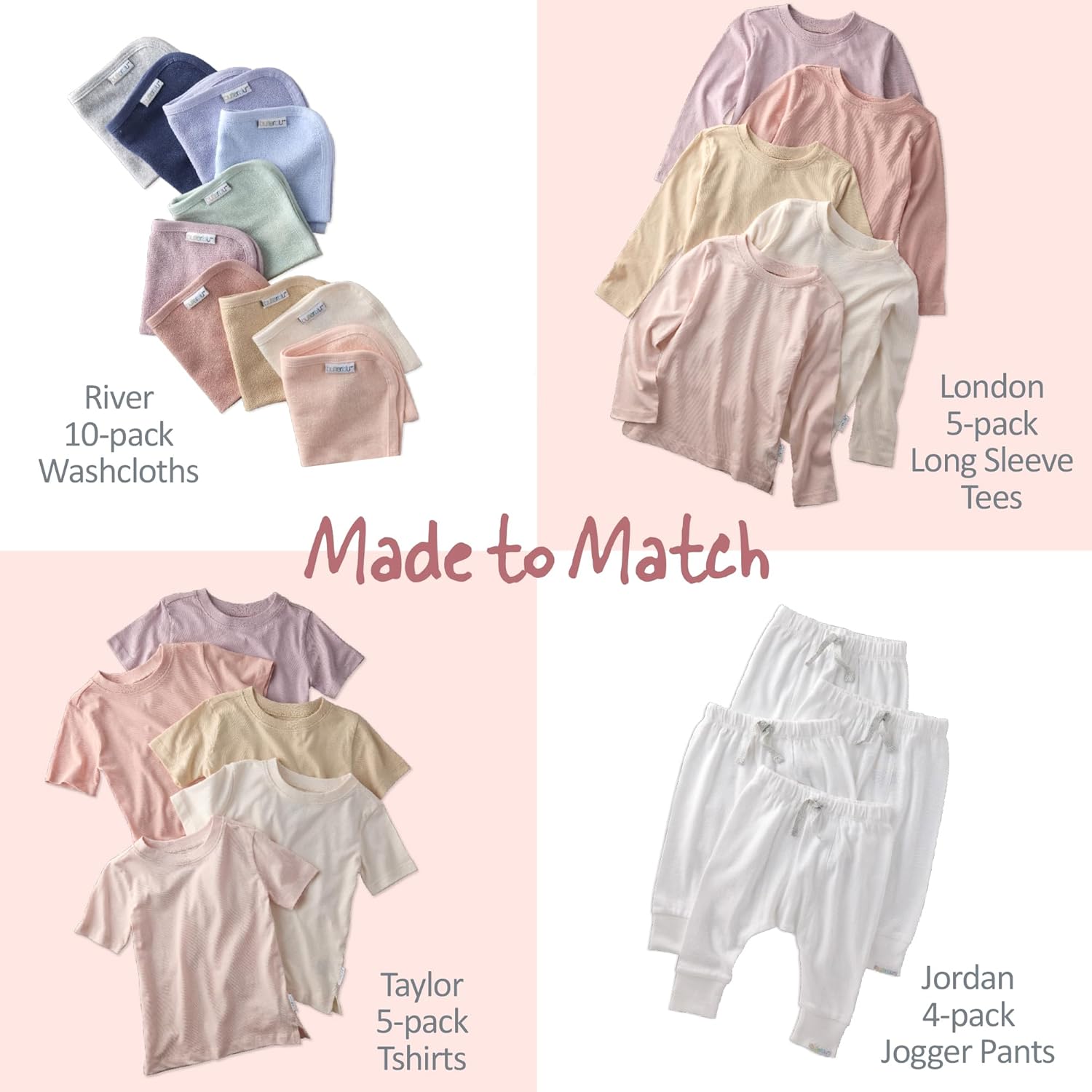 London 5-Pack Long Sleeve T-Shirts 100% Organic Cotton for Baby, Toddler, Girls & Boys - Image 4