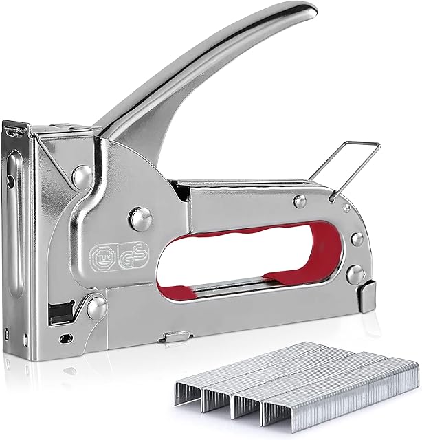 Staple Gun Heavy Duty Nail Gun Cordless with 500 Staples, for Upholstery, Carpentry, Crafting, Material Repair, Furniture, DIY