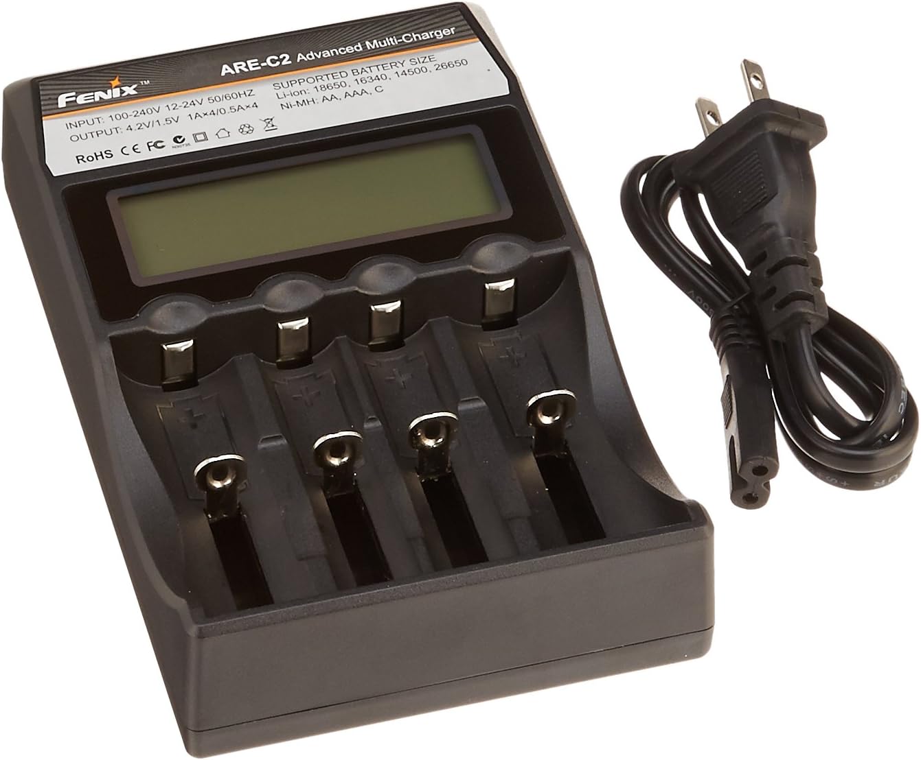 Fenix Outfitters 4-Bay Digital Ni-MH Li-ion Charger, Black