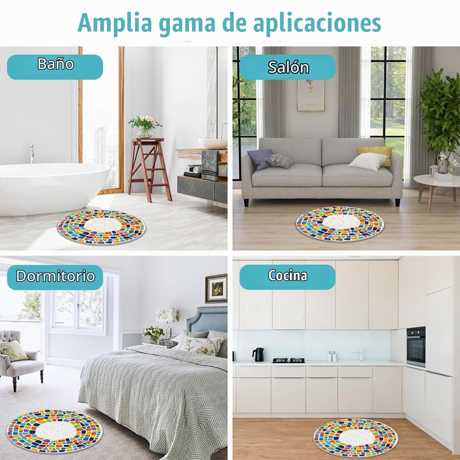 Alfombrilla de Baño de Luffa, Alfombrilla de Ducha Redonda | Alfombra de Ducha Redondo, 60cm, Alfombrilla de Baño Para Baño, Lavable a Máquina, de Secado Rápido