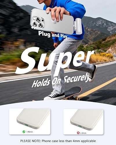 Miniatura 3 de Miady Paquete de 2 mini cargadores portátiles con conector integrado para iPhone 1413, banco de energía pequeño de 5000 mAh, salida de 5 V, 2.1 A,