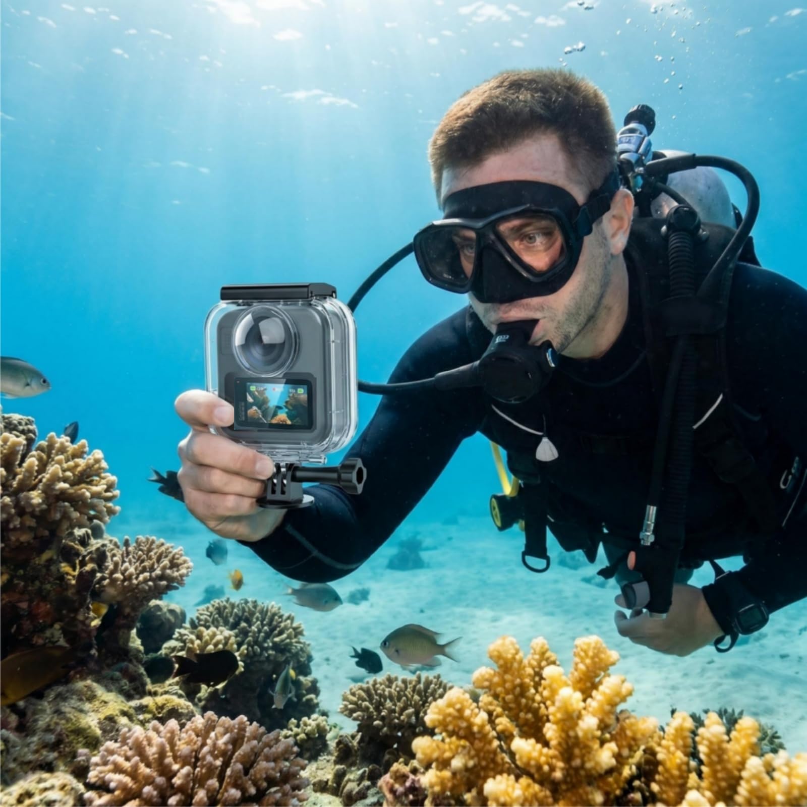 Boîtier étanche pour GoPro Max 2, 45M Boîtier de plongée Boîtier sous-Marin Boîtier de Protection Dive Case Accessoires pour GoPro Max 2