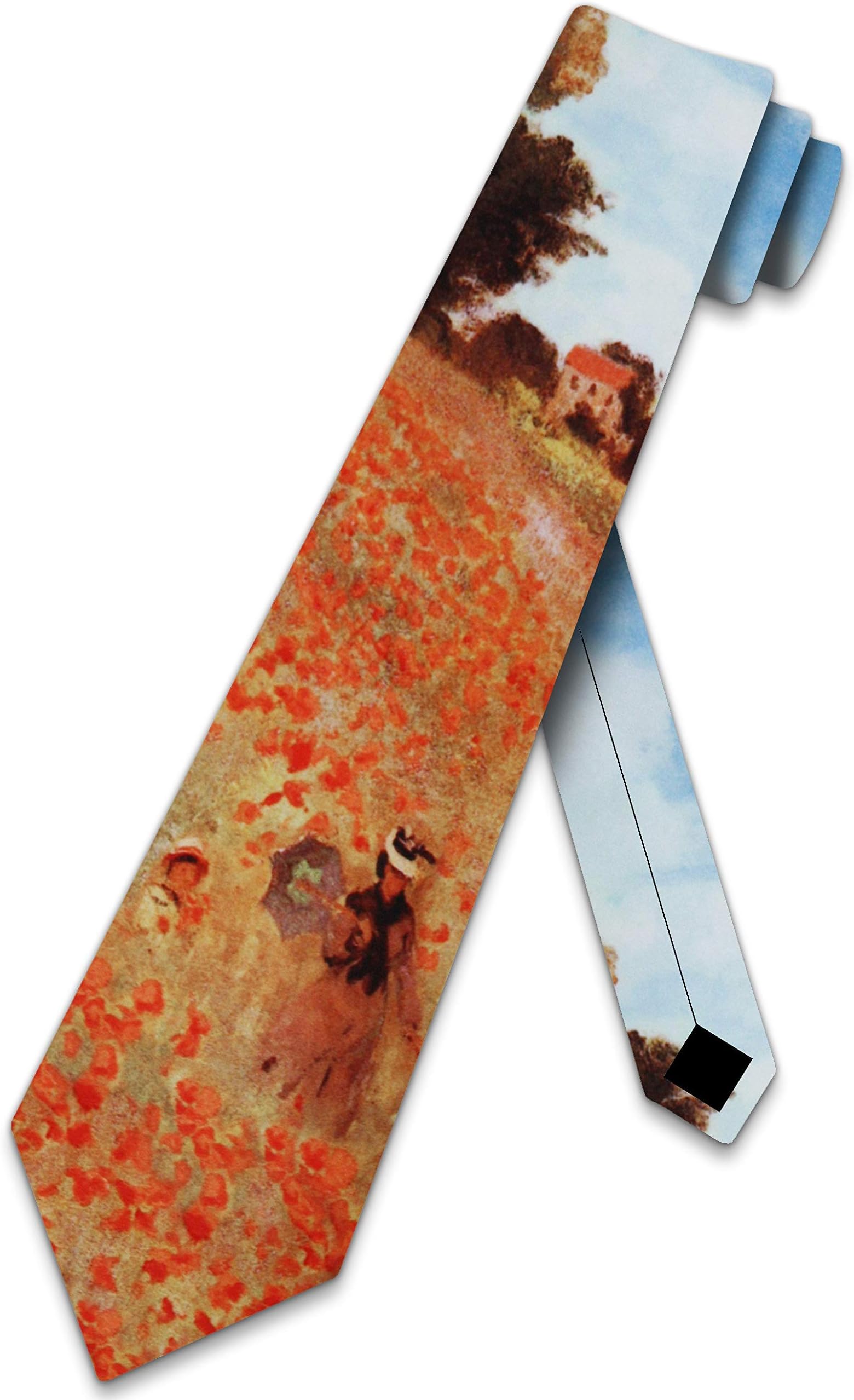 Men's Field Of Poppies Claude Monet Three Rooker Necktie Tie Neckwear