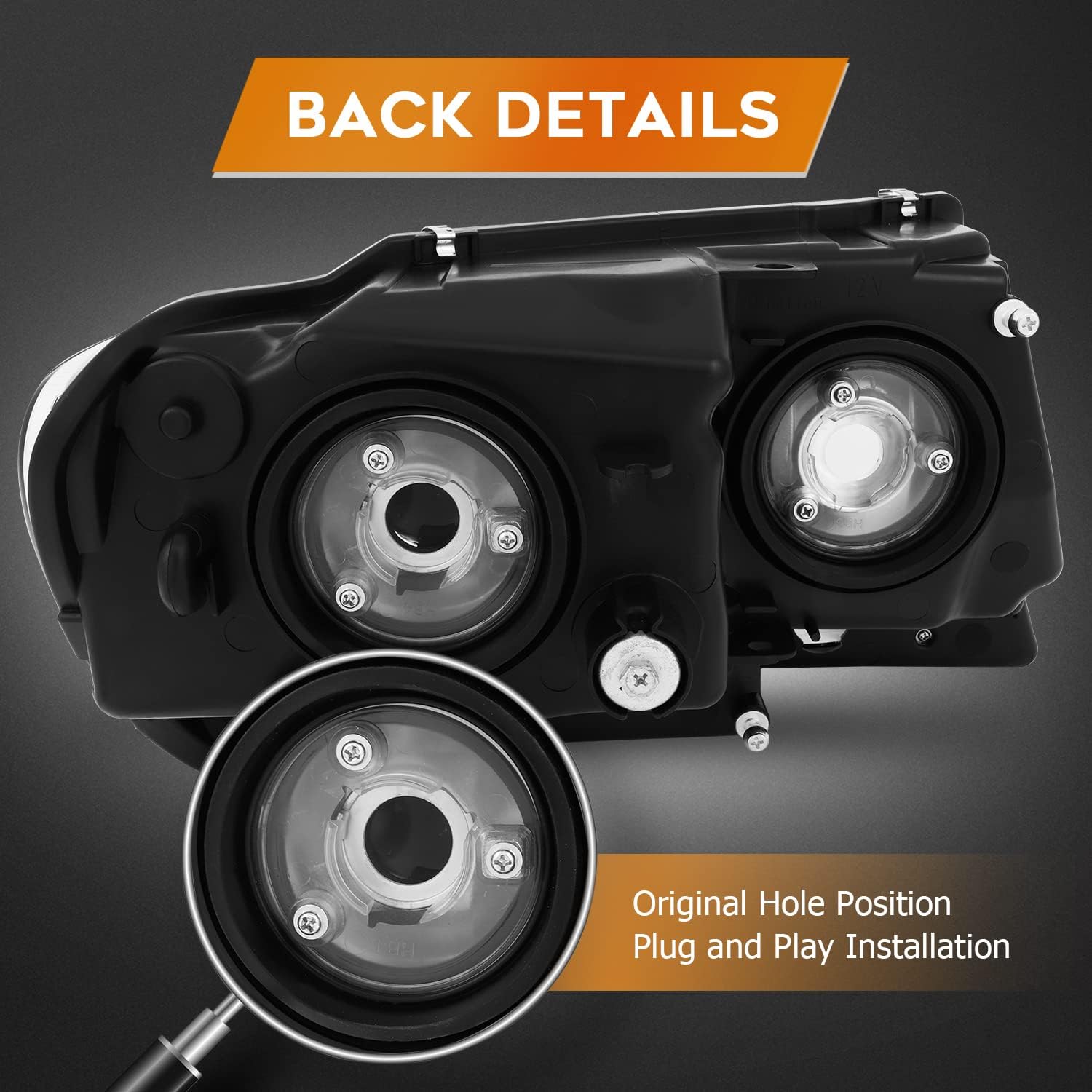 Headlight Assembly for Jeep Grand for Cherokee 1999-2004 Chrome Housing Amber Reflector Clear Lens Driver and Passenger Side Headlamp