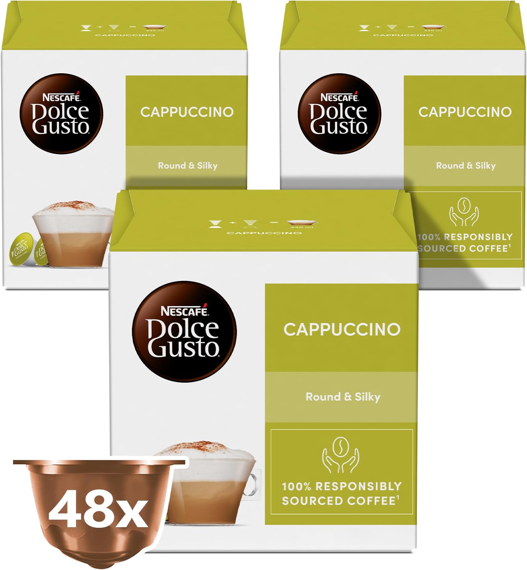 Nescafe Dolce Gusto Cappuccino Coffee Capsules, 3 x Boxes of 8+8, 24 Servings