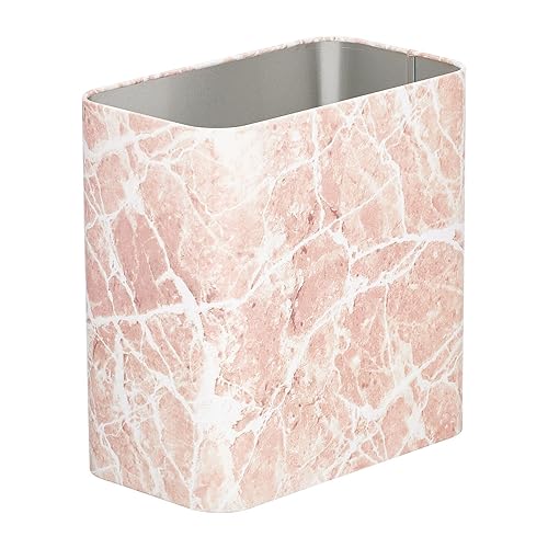 mDesign Cubo de basura pequeño de metal de 2.4 galones para baño, cubo de basura delgado para baño principal o de invitados, dormitorio, garaje,