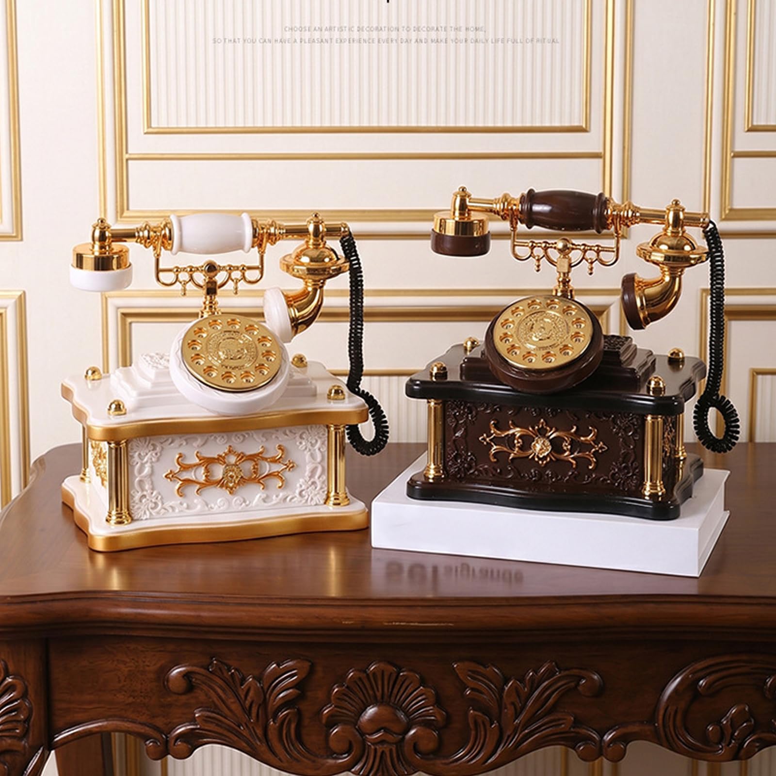 Retro cyferblaty telefon pozytywka z szufladą telefon pudełko na biżuterię telefony bibeloty ozdoba do dekoracji domu drobiazg