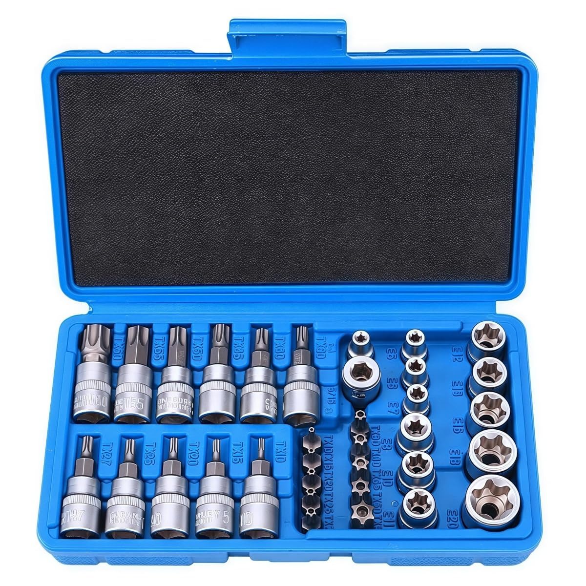 Lot de 34 douilles Torx femelles robustes, jeu de clés à douille avec cliquet, inserts Torx pour clés femelles multifonctionnelles