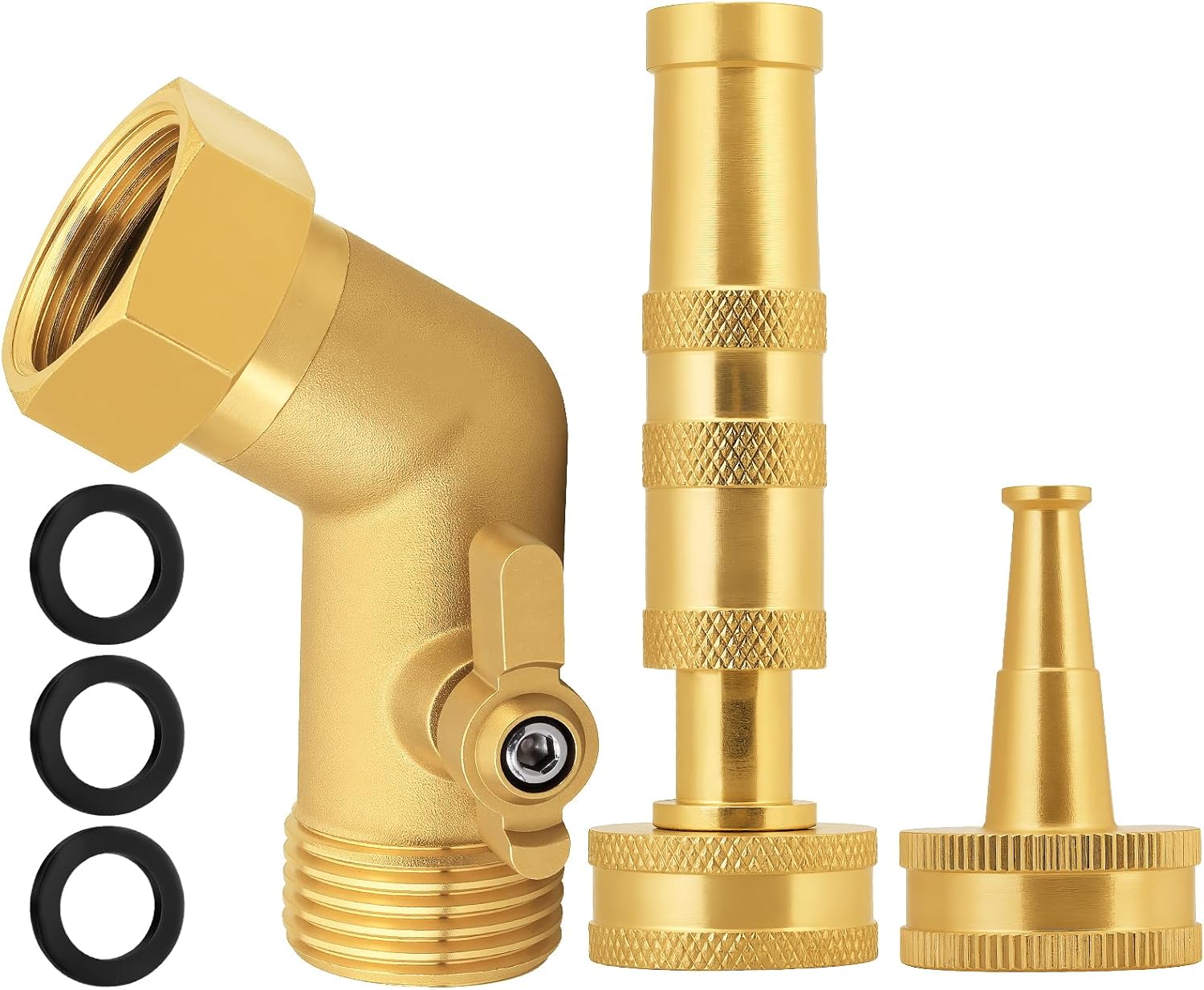 SIGURANTA Adjustable Brass Hose Nozzle with 45-Degree Switch Valve - 3/4 GHT Thread High Pressure Sprayer for Car Washing, Garden Irrigation & Daily Cleaning
