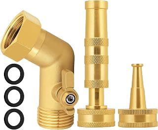 SIGURANTA Adjustable Brass Hose Nozzle with 45-Degree Switch Valve - 3/4 GHT Thread High Pressure Sprayer for Car Washing, Garden Irrigation & Daily Cleaning