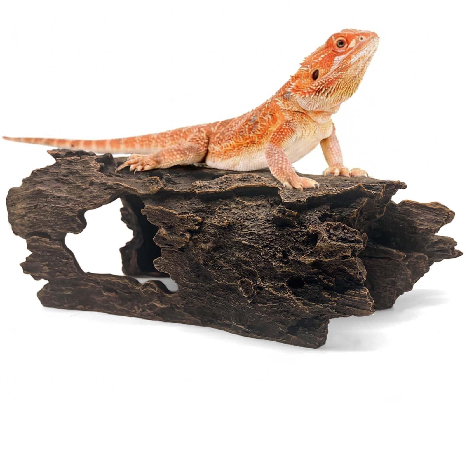 Tfwadmx Escondite de madera para reptiles, peces, anfibios, acuarios, tanques