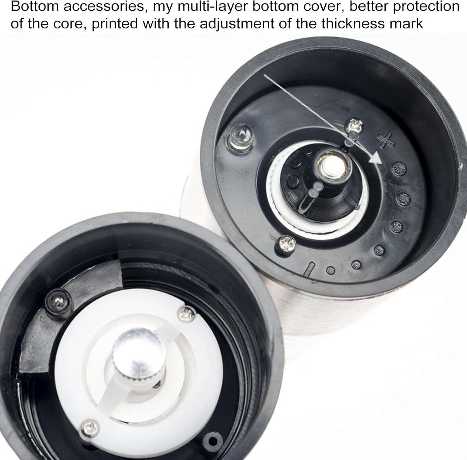 ペッパーグラインディングツール ホワイトグラインダーセット 2個 ステンレススチール 電気塩 調節可能 セラミックコア クリア 可視