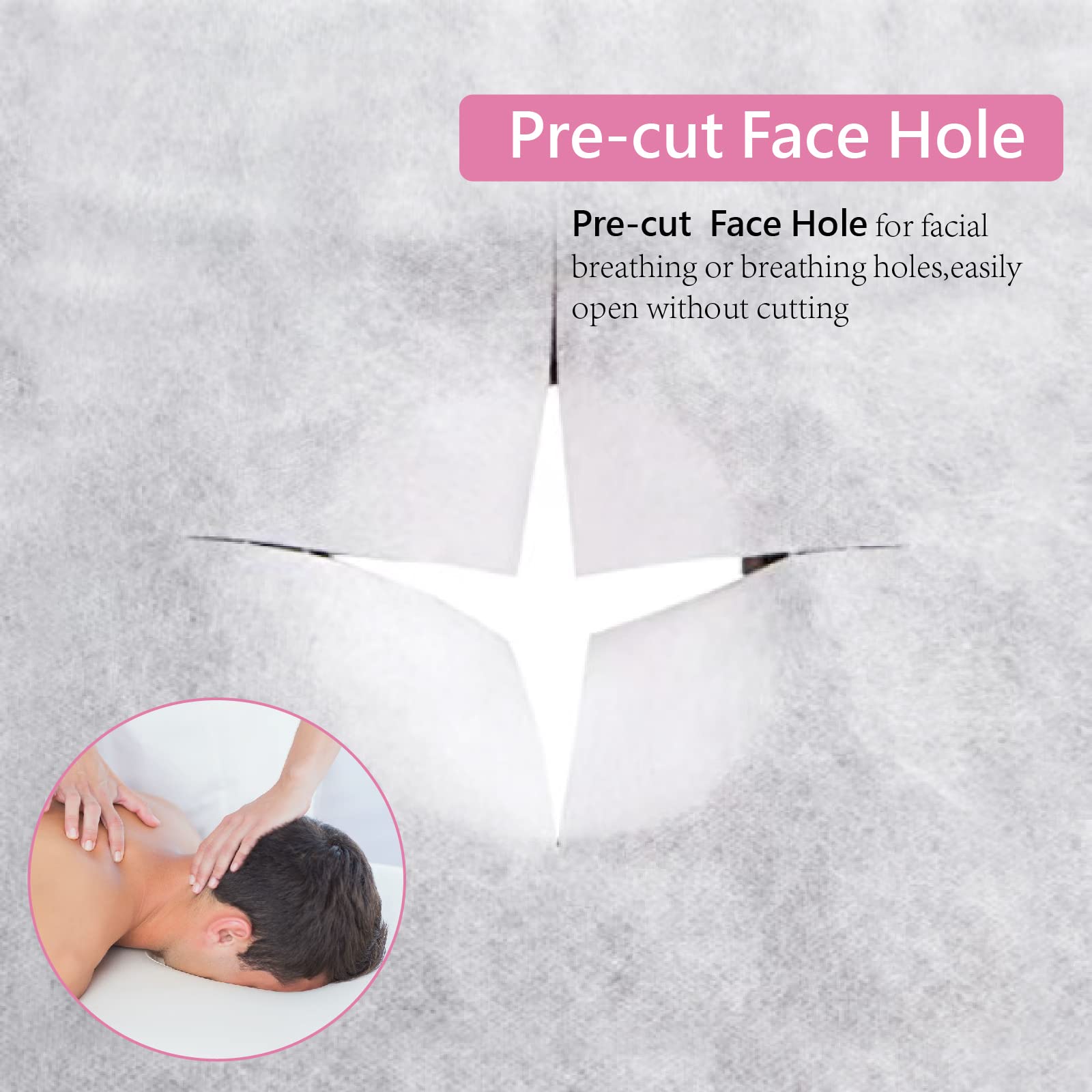 Sawella Disposable Nonwoven Massage Table Sheets, 50 Count Roll with Face Hole