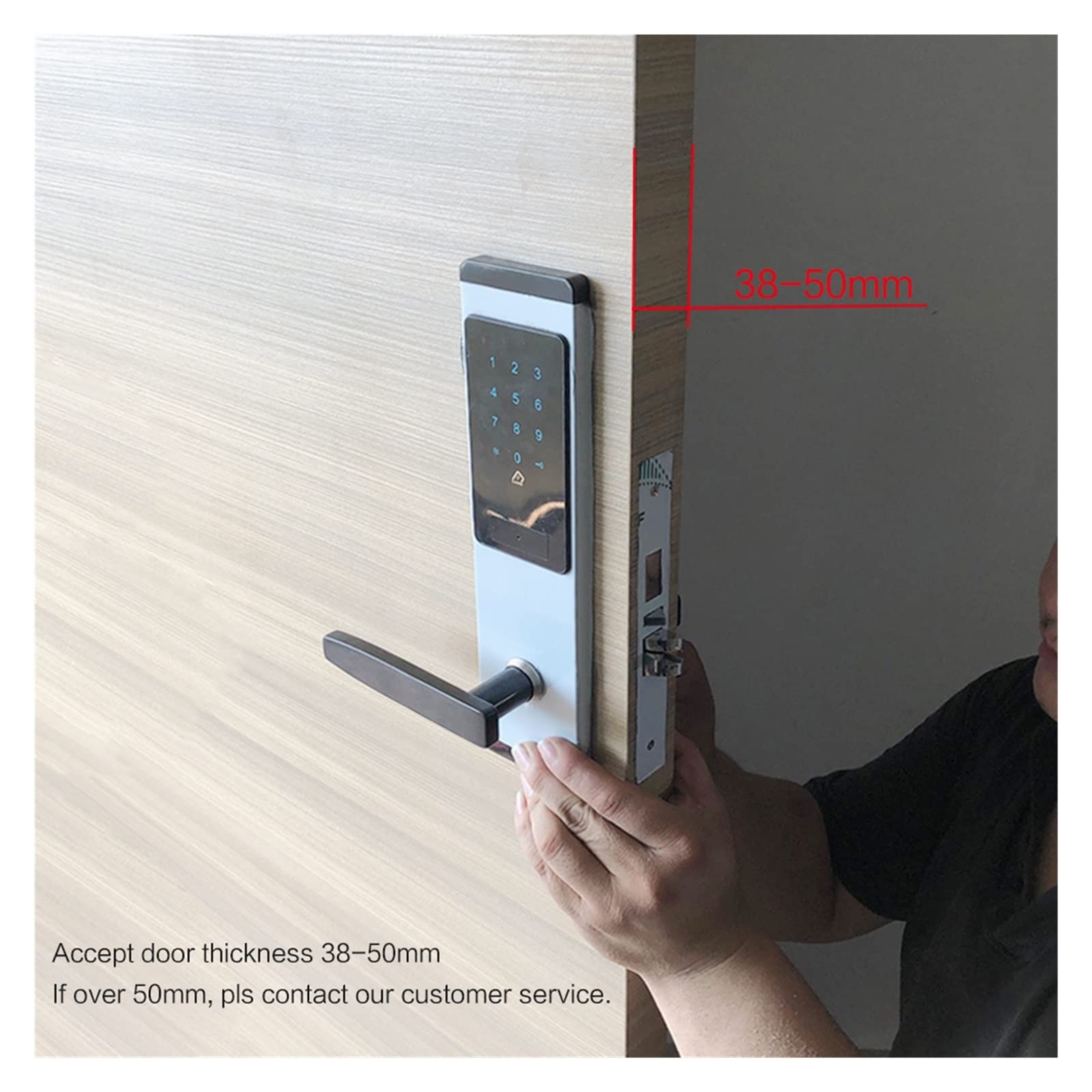 Serratura Smart, TTlock App Security Serratura elettronica, Smart Touch Screen Lock, Tastiera con codice digitale Catenaccio for Home Hotel Apartment,per camere da letto, uffici e hotel(Right -Pull)
