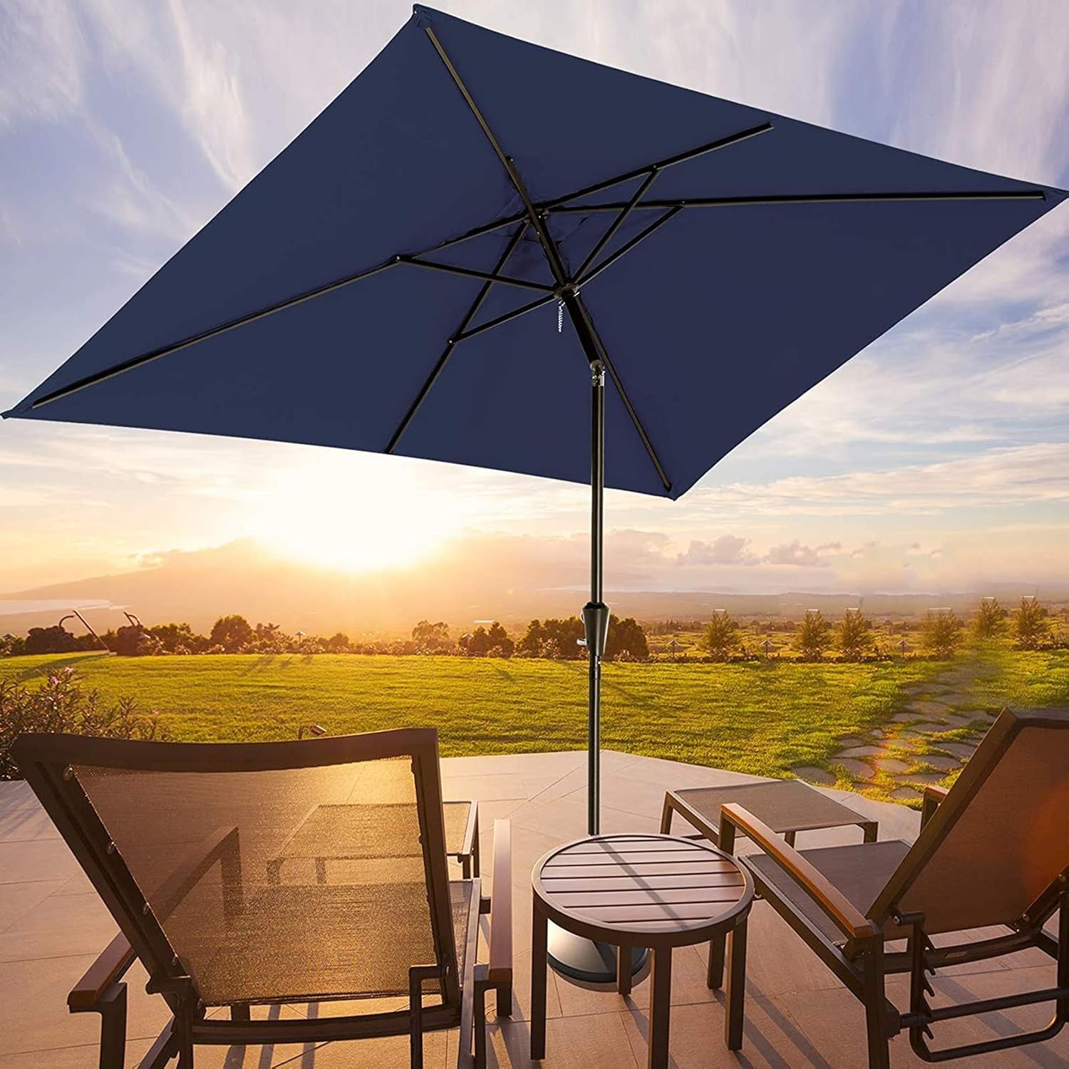 Garden parasols 6x6ft Outside Pool Patio Umbrella with Push Button Tilt and Crank, Square Parasol for Market Beach Garden Lawn, UV Protection Sun Shade Shelter Outdoor parasols