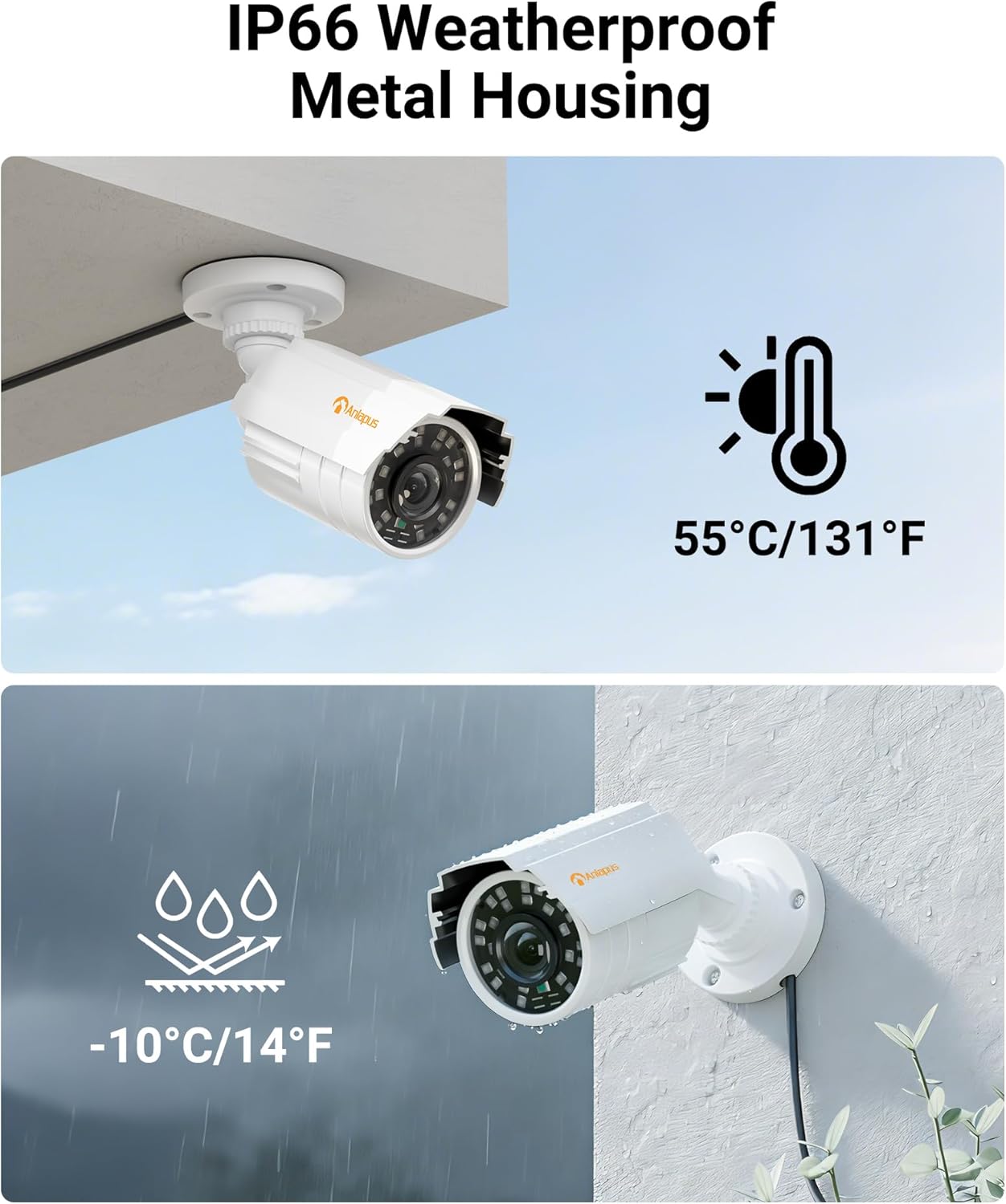 Anlapus 4 Pack 1080P HD Security Cameras, IP66 Weatherproof, 80ft Night Vision, 2MP Indoor Outdoor Home CCTV Bullet Camera for 1080P/5MP/4K Analog Surveillance DVR System