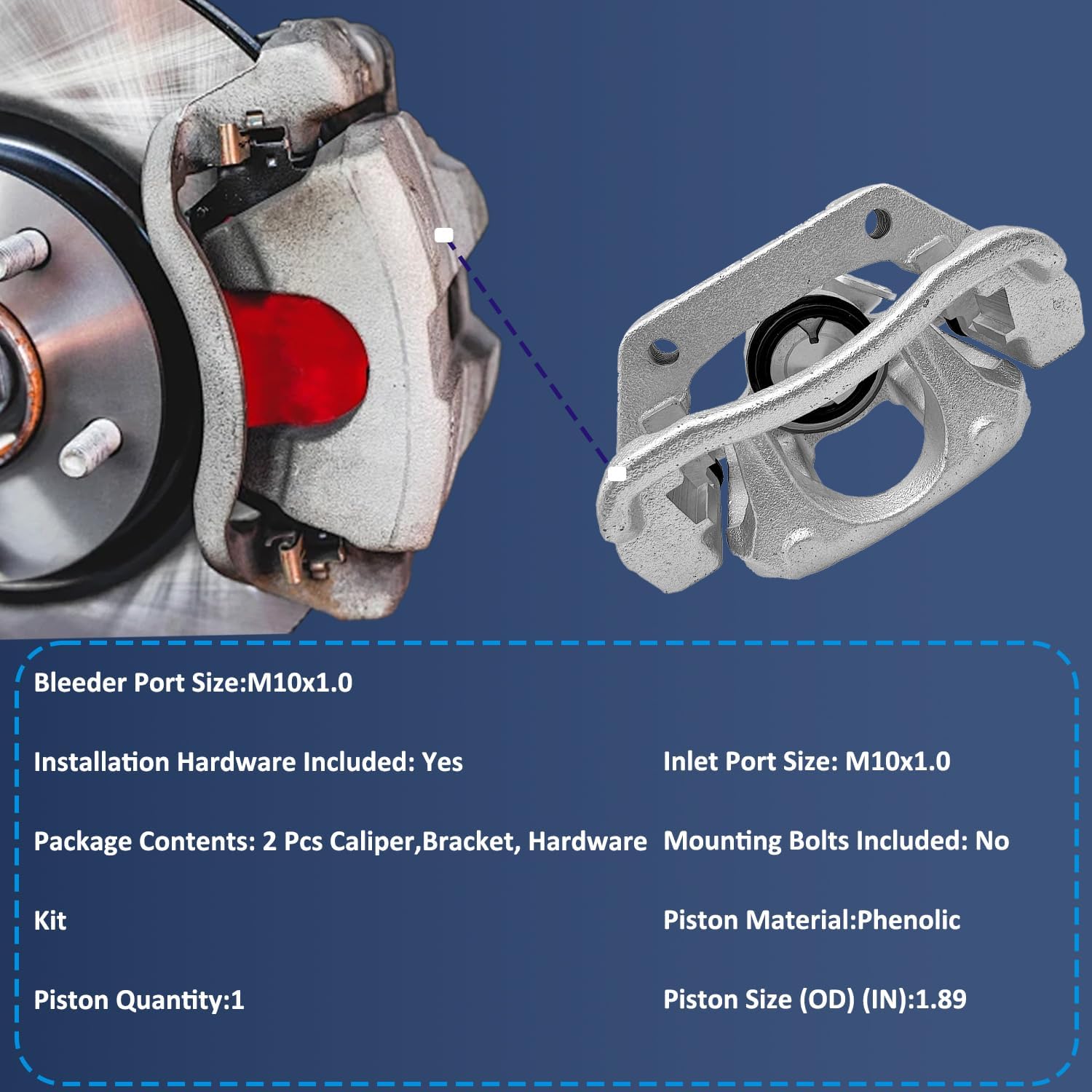 Rear Disc Brake Caliper Assembly with Bracket Compatible with Select Dodge and Jeep Models - Nitro 2007-2011 Driver & Passenger Side 18B5046 18B5047