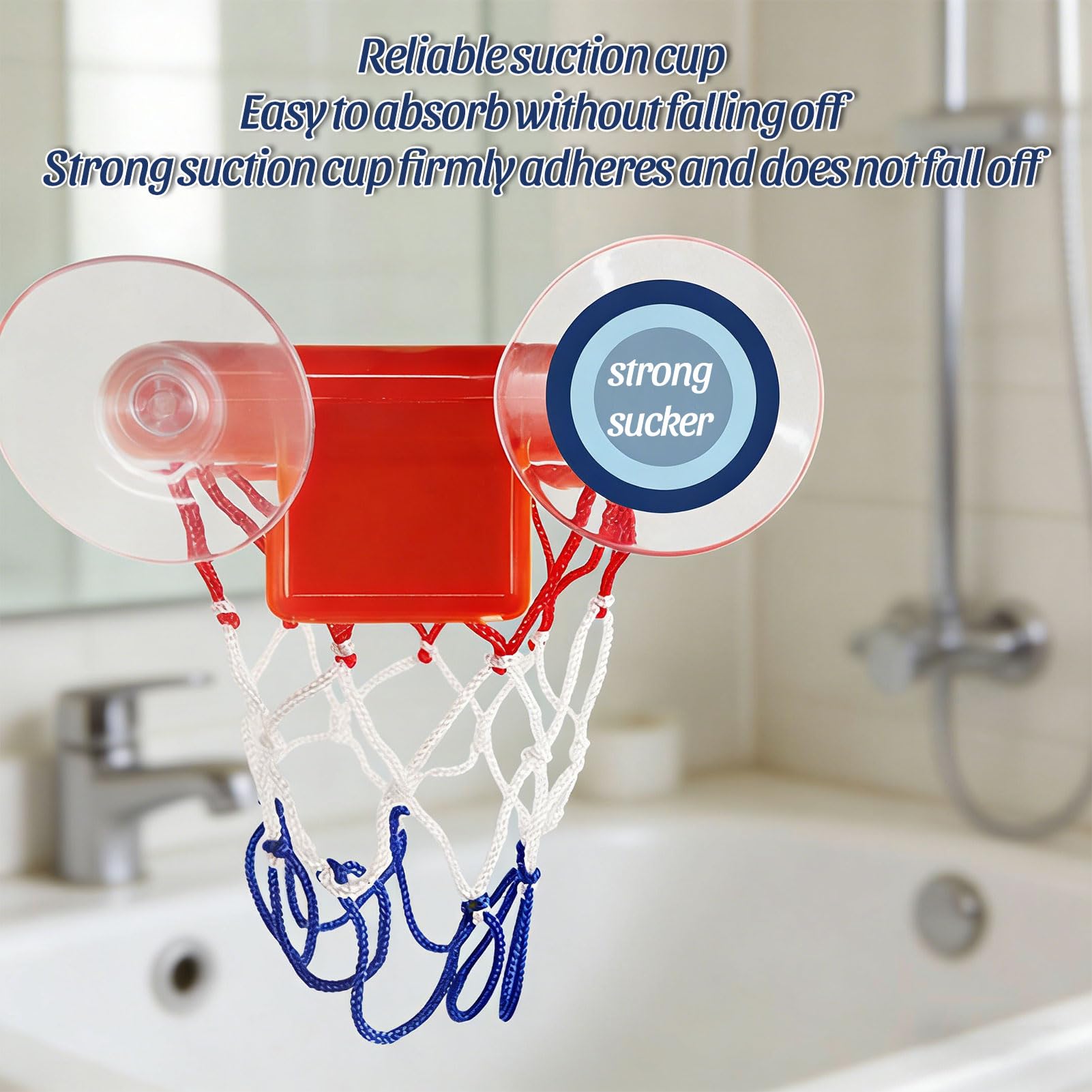 Bath Toys- Bathtub Basketball Hoop for Kids, Strong Suction Cups Basketball Hoop and 3 Soft and No Hole Balls, for Bathroom Bath Indoor Shower Plaything — view 3