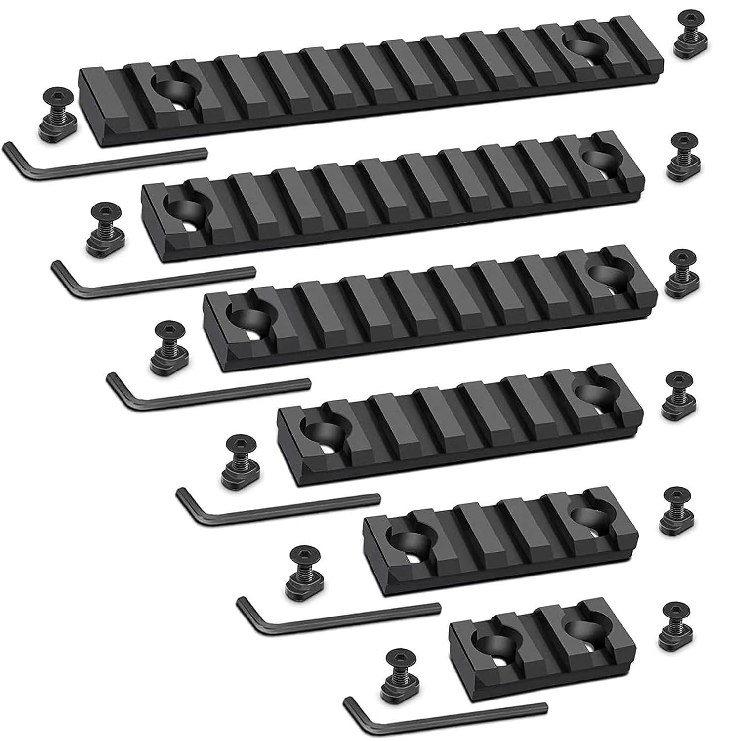 Paike Single Picatinny Rails, 3 5 7 9 11 13 Slot aluminiowy Mock Picatinny Rail z 12 nakrętkami T i wkrętami, 5 Allen Wrench - kwadratowy narożnik