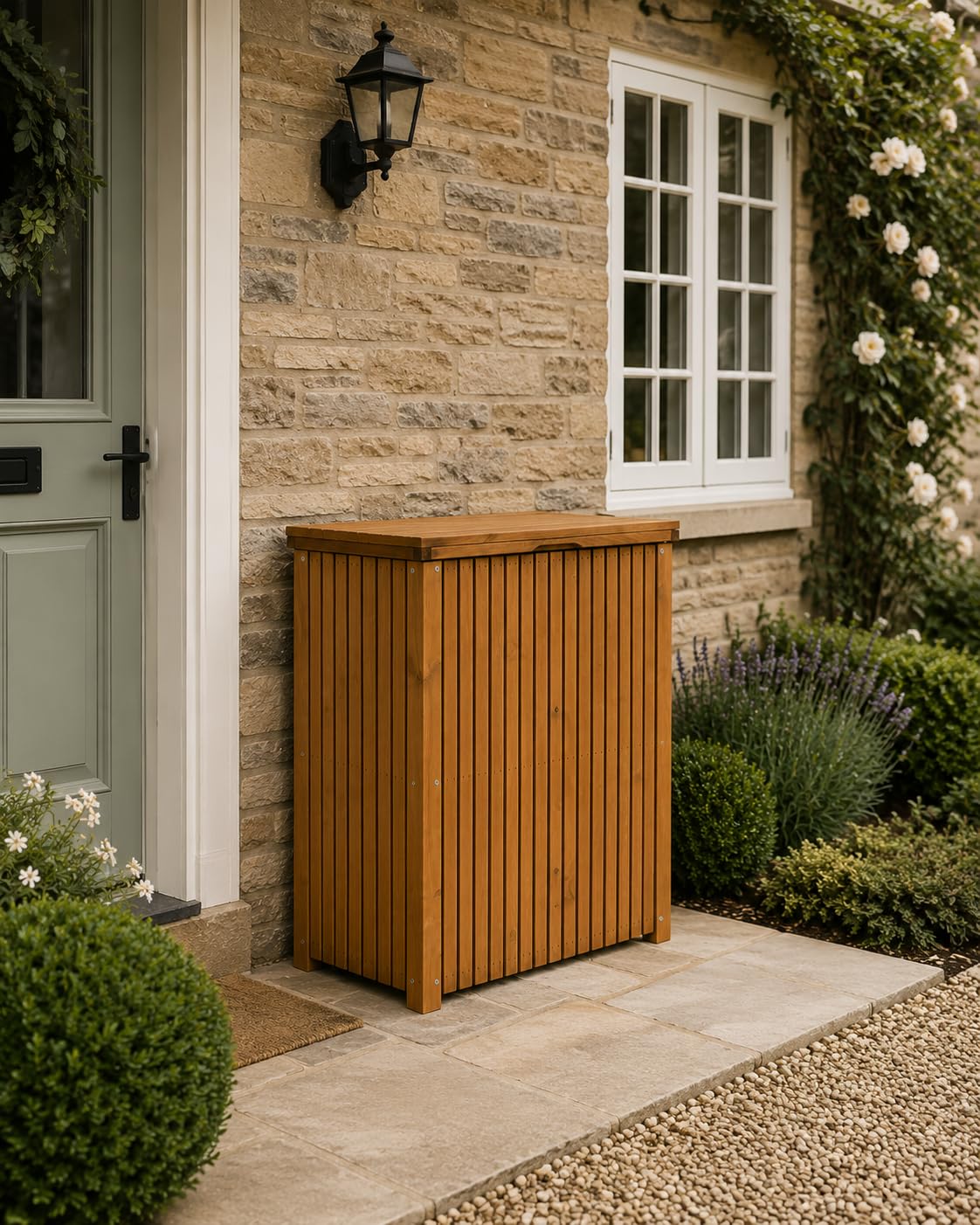 Paketbox aus Holz, Wasserdicht und abschließbar – 53x39x71cm