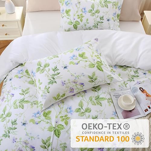 Miniatura 146 de MUXHOMO - Funda de edredón tamaño Queen, juego de funda de edredón reversible floral gris con cierre de cremallera, 3 piezas, juego de ropa de cama