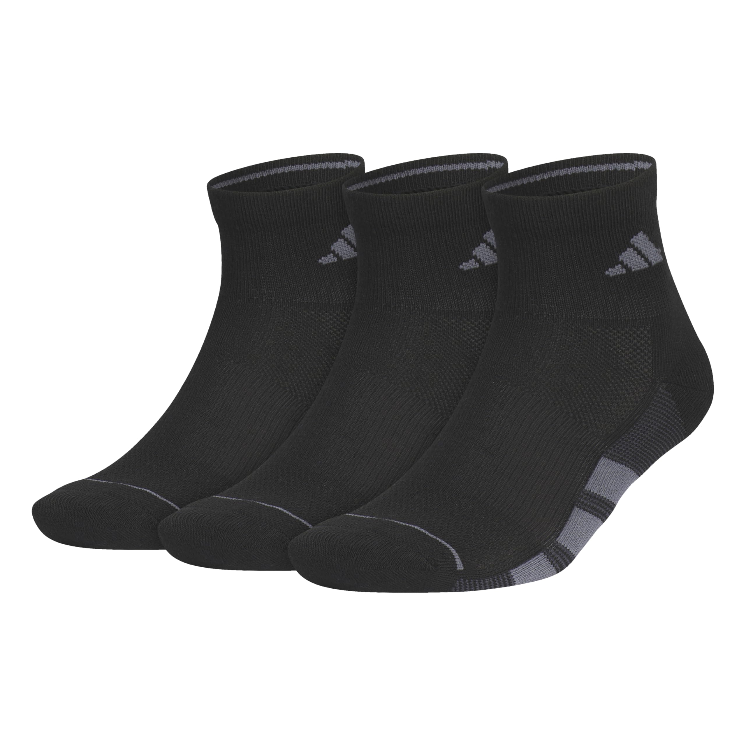 Adidas Men's Black/Onix Grey/Night Grey All Day Training Quarter Socks Sports Performance Above The Ankle Height With Targeted Cushioning For Running (3-Pair), L (Pack Of 3)