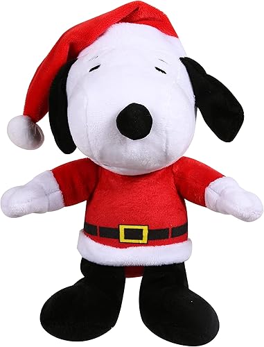 Peanuts - Peluche de días festivos para perros de Snoopy Santa chirriante, bonito y suave, oficial de la tira cómica Peanuts, para perros medianos,