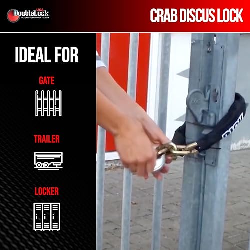 Miniatura 4 de DoubleLock Crab 2.0 - Candado de disco de acero inoxidable mejorado, acero endurecido, resistente a la intemperie, 5 llaves, seguridad resistente