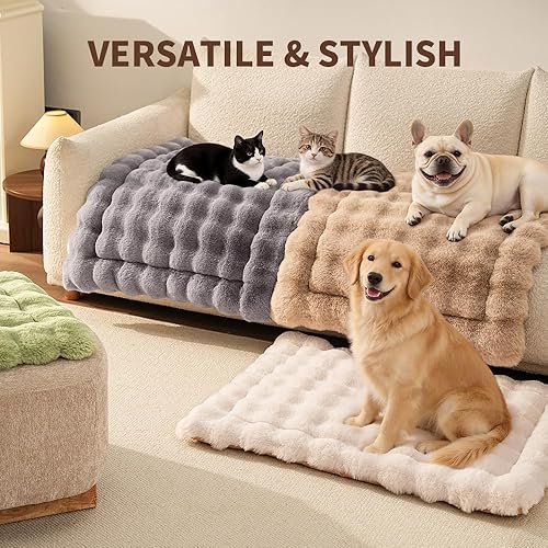 Miniatura 6 de Cama autocalentable para gatos, alfombrilla de felpa de piel sintética para mascotas con parte inferior antideslizante, almohadilla térmica ultra