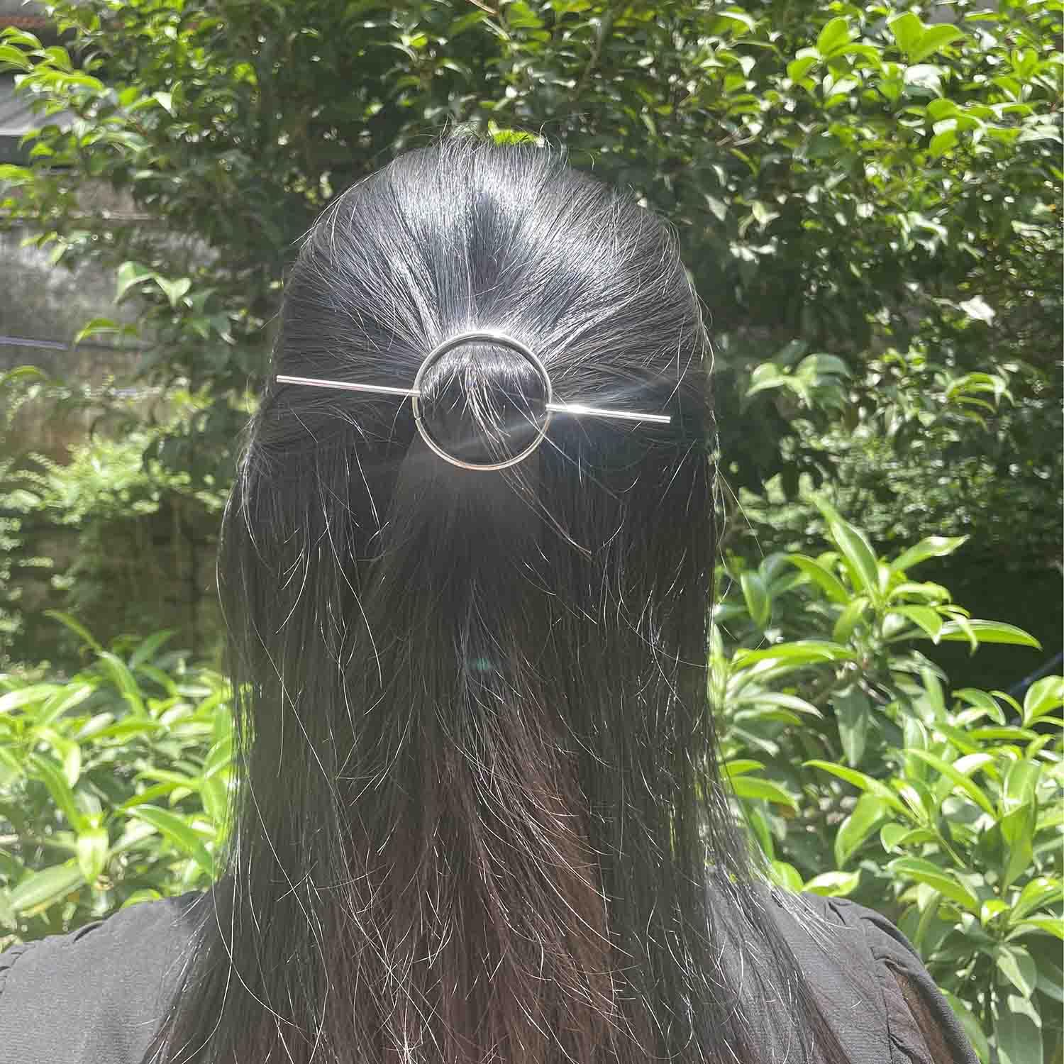 Clataly Circular Hair Stick Pin Vintage Circle Hair Clip Wedding Hair Accessories for Women Girls (Silver) - Image 3