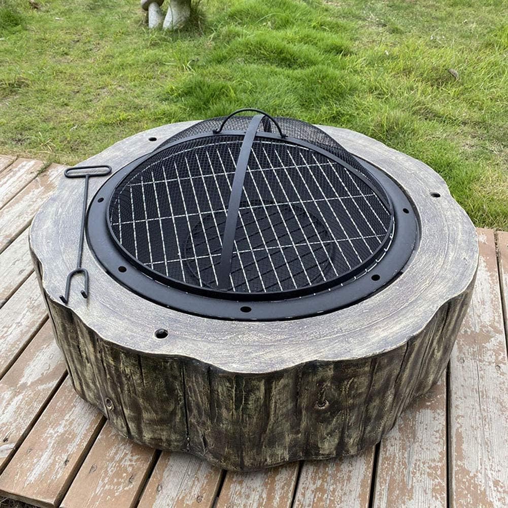 Garden Fire Pit Outdoor Party BBQ Fire Pit Garden Fire Pit, Fire Bowl for Garden and Patio with for Outdoor Grill Barbecue Rack