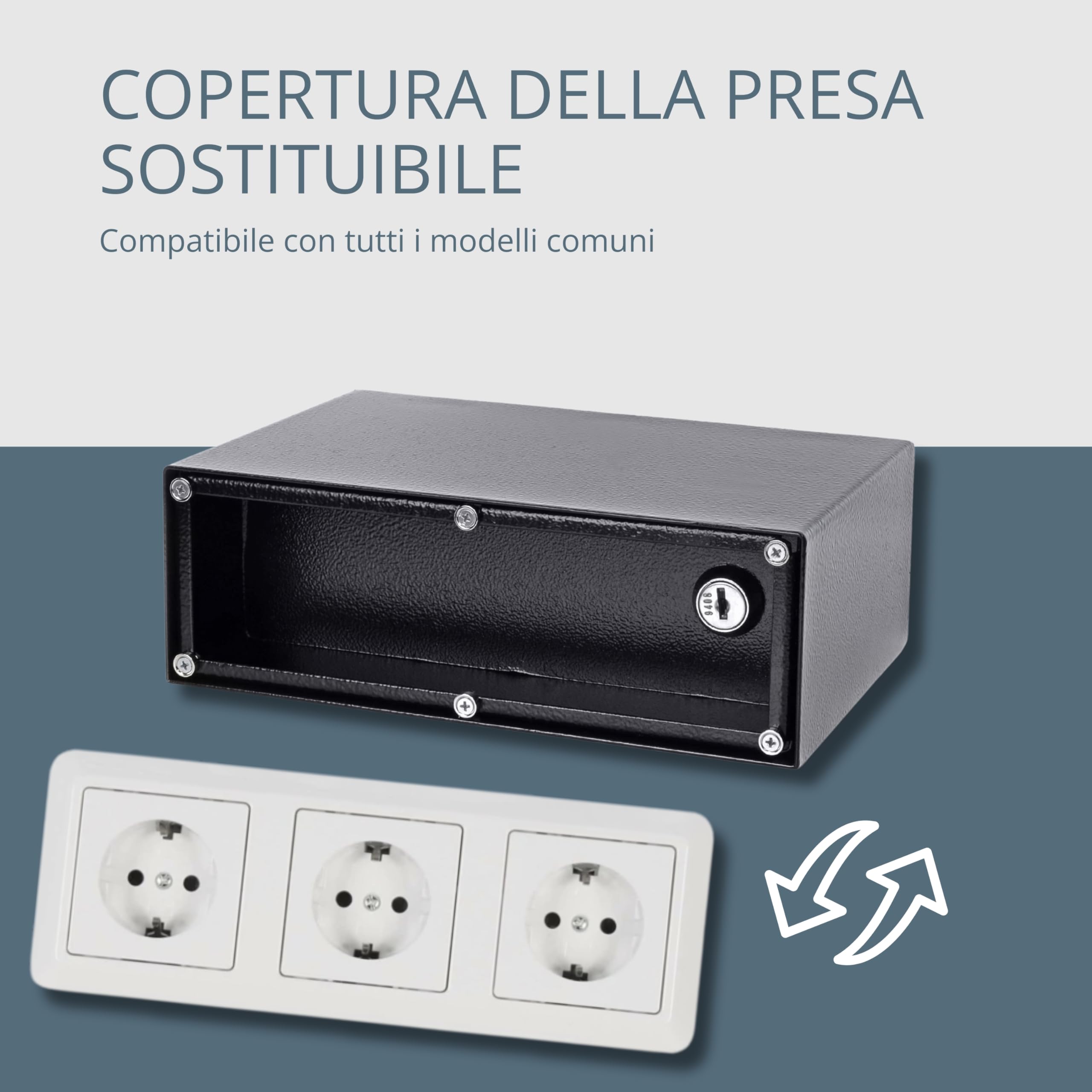 Cassaforte per prese elettriche, con 3 prese finte, pannello magnetico e serratura speciale, cassaforte da parete per conservazione invisibile, scomparto segreto per denaro, orologi e