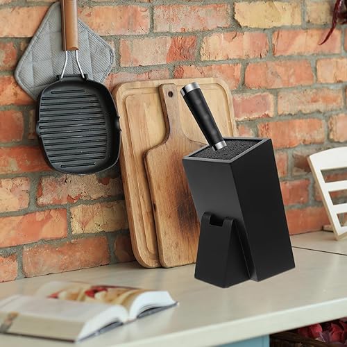Miniatura 9 de Luxshiny Bloque de cuchillos de madera sin cuchillos, soporte universal de cocina, cortador de cuchillos, organizador de almacenamiento para el