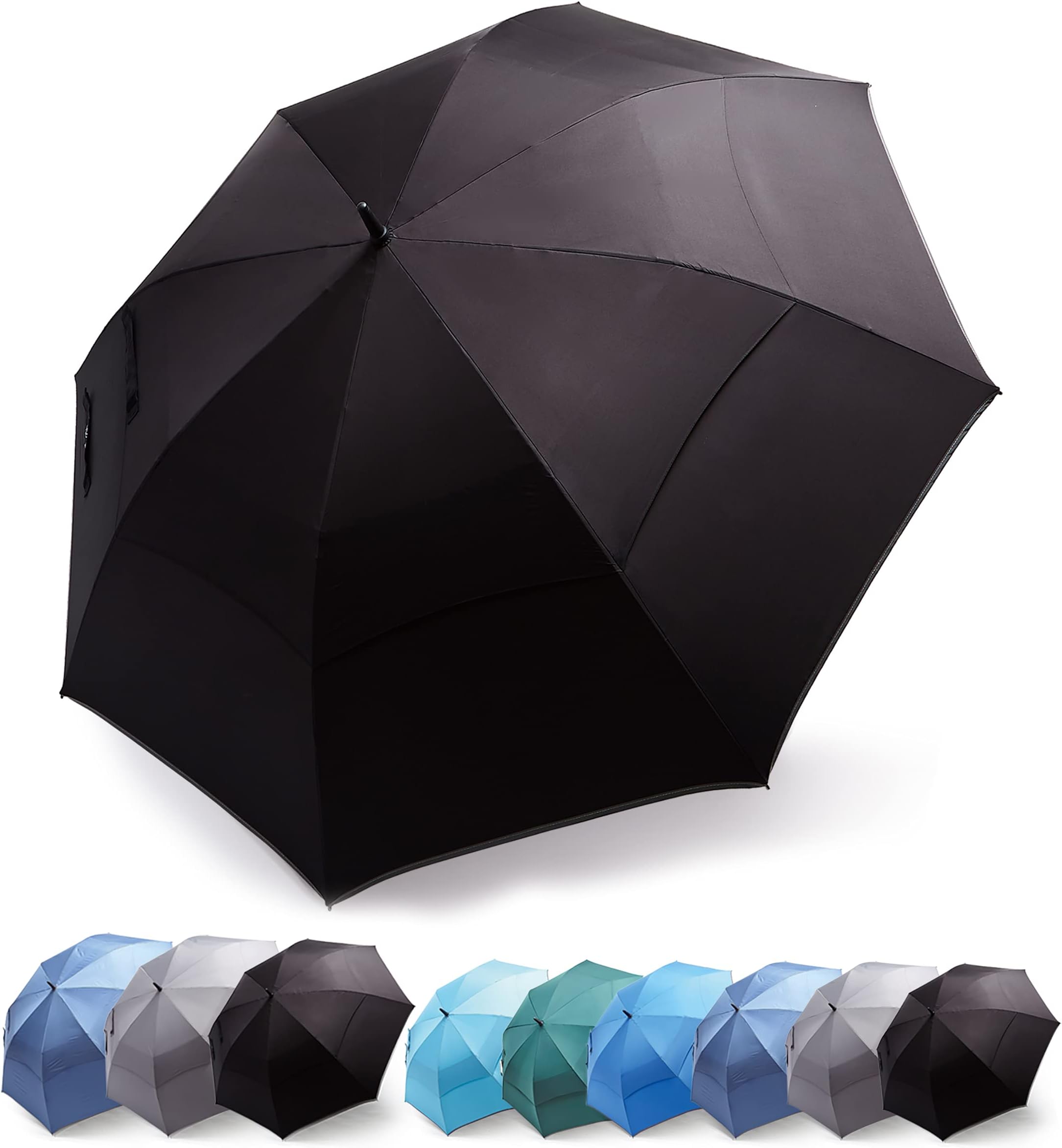 HOSA 54/68 Inch Automatic Open Golf Umbrella, Durable Extra Large Stick Umbrella, Windproof Water Resistant, Double Canopy, UV Protection, Multiple Colors for Men Women