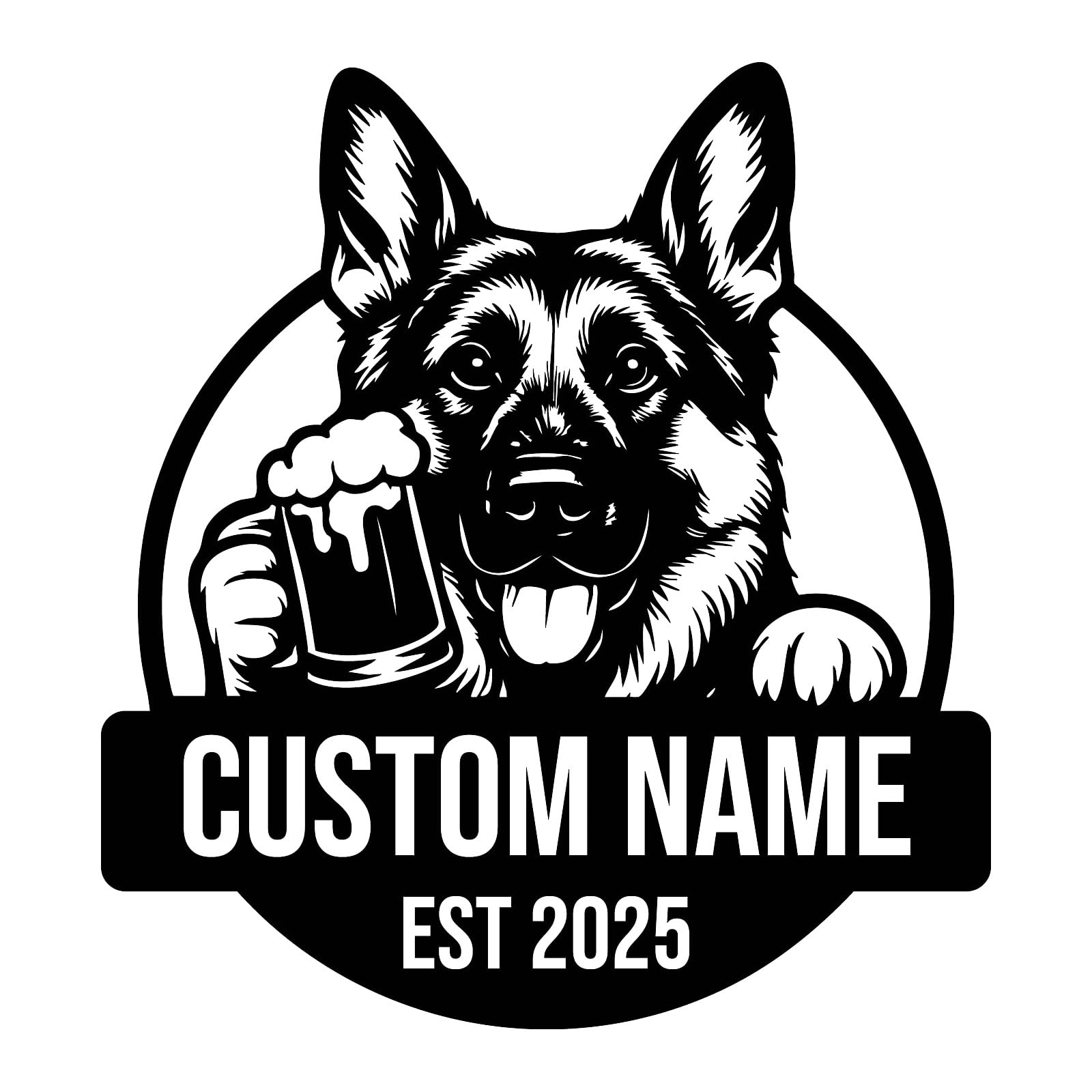 Personalized German Shepherd Metal Sign – Custom Dog Name Plaque for Home, Yard, Bar or Patio – Outdoor Wall Art Gift for German Shepherd Lovers (Style-1)