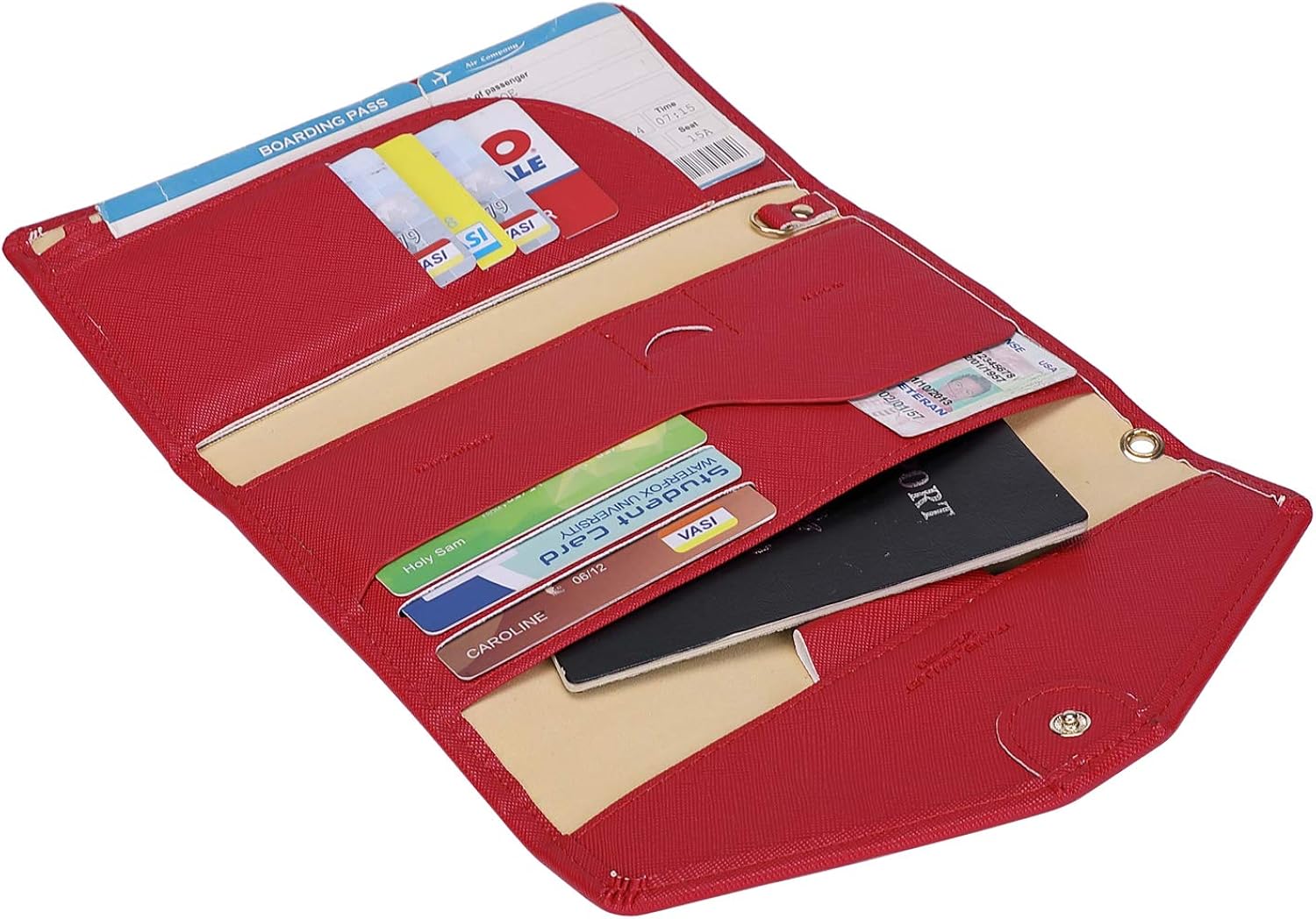 Vista 4 de Zoppen - Billetera y porta pasaporte y documentos de viaje (Ver.5) para mujer con bloqueo Rfid y correa para la muñeca