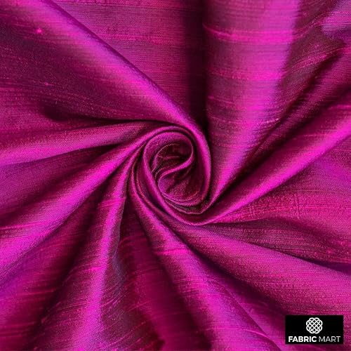 Miniatura 8 de Tela Dupioni de seda rosa fucsia oscuro por The Yard, 41 pulgadas o 40.9 in de ancho, 1 yarda continua tela de seda rosa, Dupioni de seda flameada,