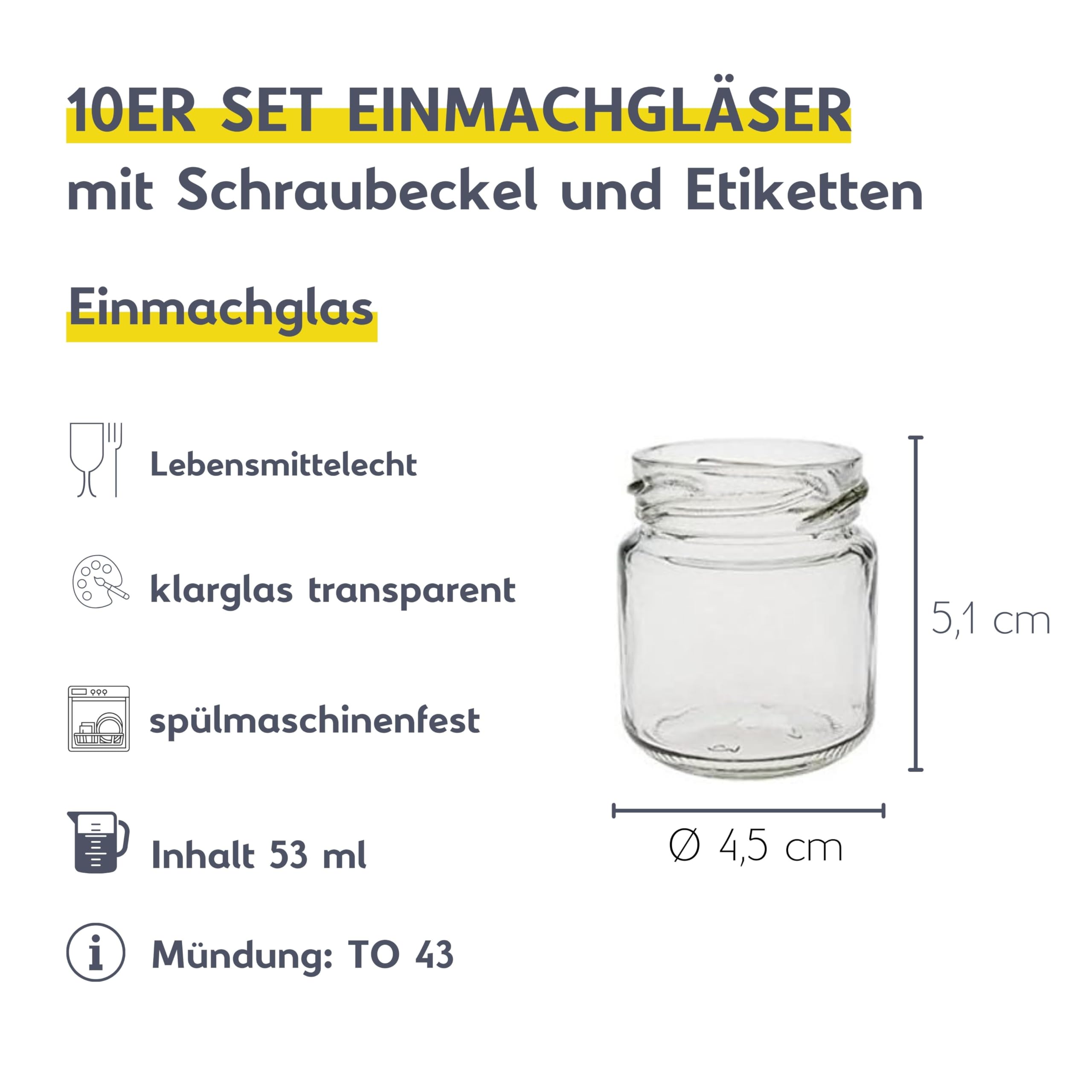 mikken 10 mini słoików na dżem 53 ml słoiki na przetwory z pokrywką srebrne z etykietami