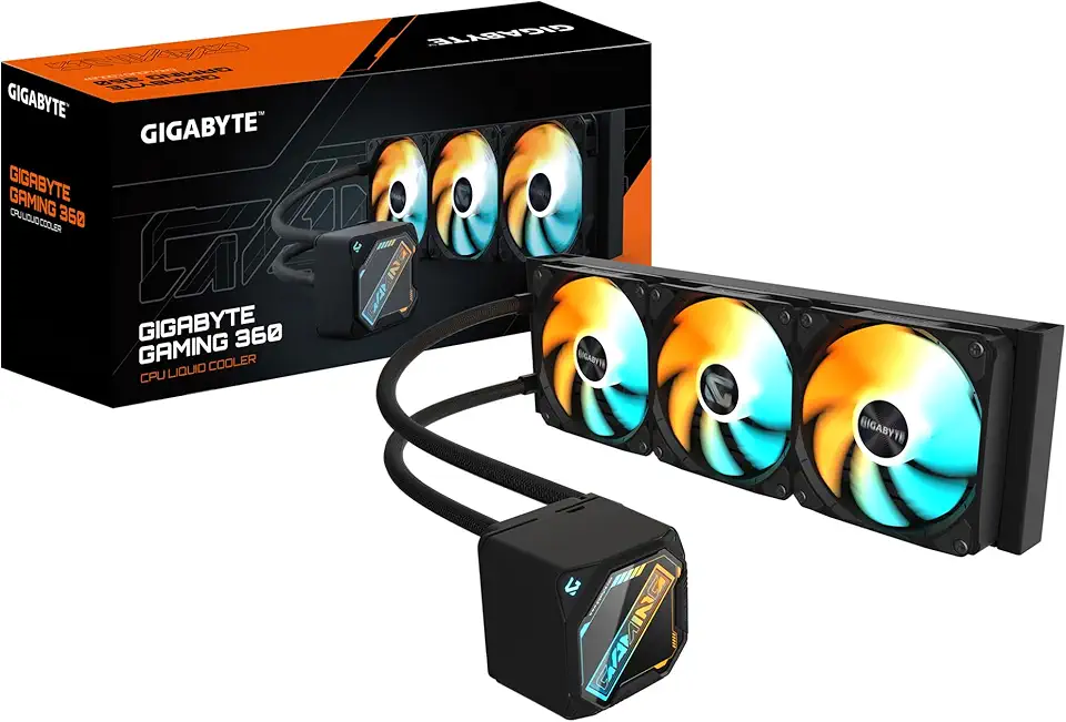 GIGABYTE Cooler líquido Gaming 360 para CPU - Ventilador ARGB de 3 x 120 mm, mecanismo de bloqueio deslizante, corrente margarida, compatível com Intel LGA 1851 e AMD AM5