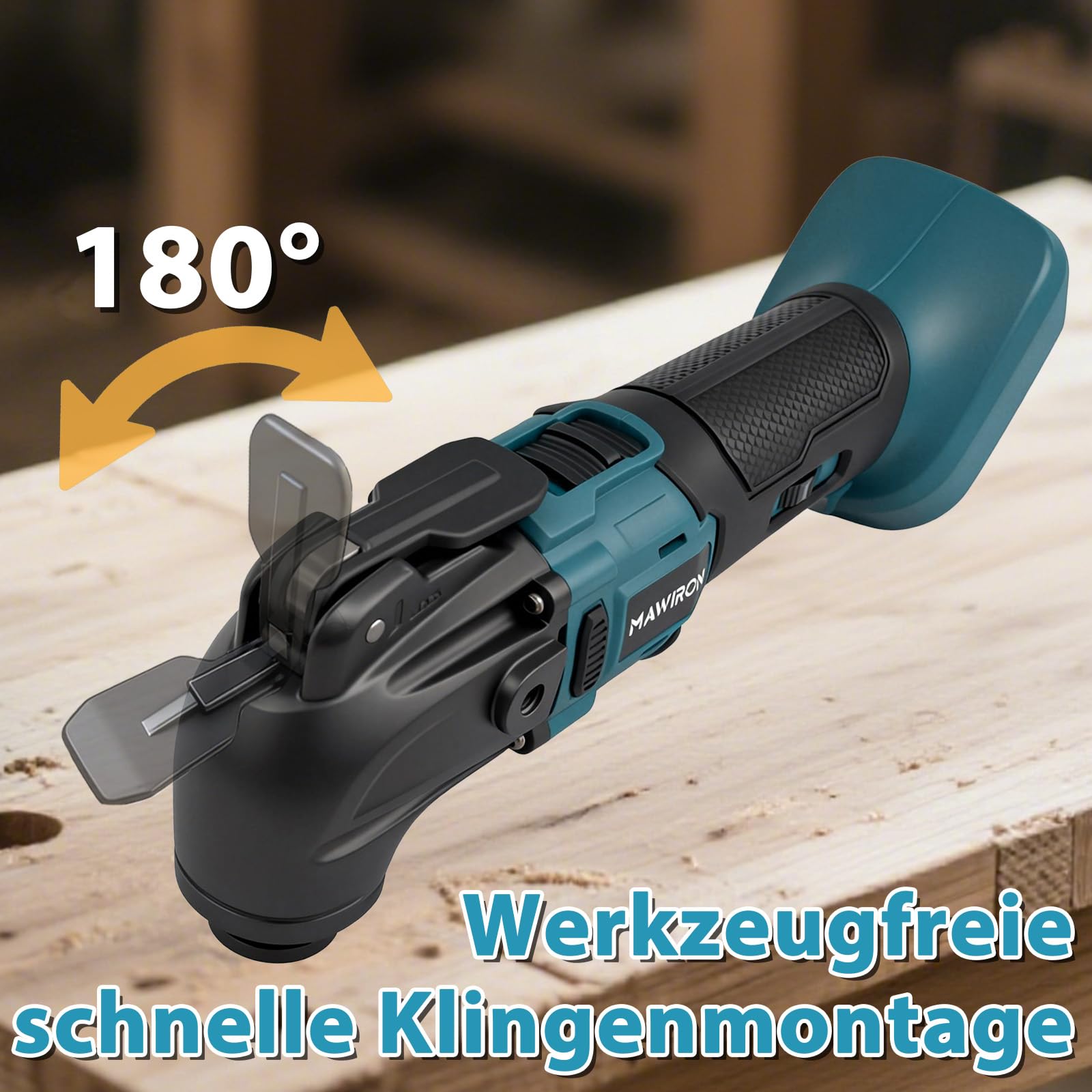 Utensile multifunzione, oscillante da 20 V, regolazione della velocità a 6 livelli, sistema di cambio rapido, 2 batterie da 2,0 Ah, impugnatura ausiliaria su entrambi i lati per edilizia