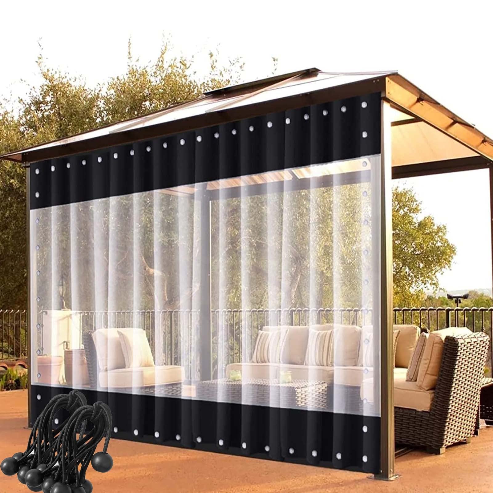 Rideau en bâche transparente en PVC robuste pour porche moderne