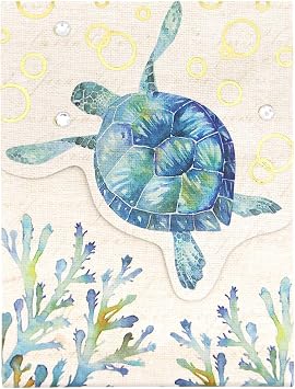 Punch Studio Flip-Top Pocket Notepad 3" x 4", For Daily Notes or Notes on-the-go, 75 Illustrated Sheets with Gold Foil Accents, Gems and a Magnetic Closure - Sea Turtle 44609