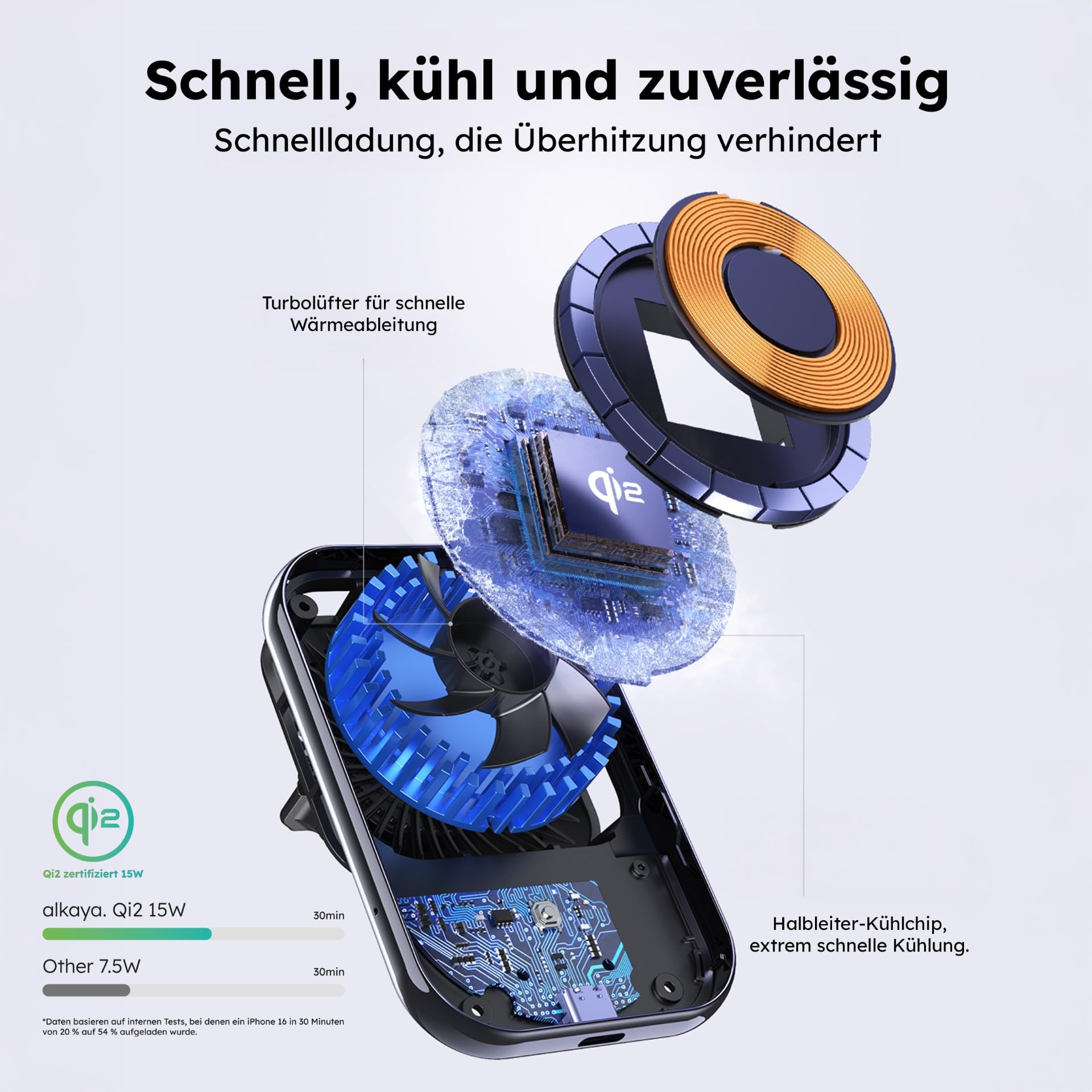 Alkaya Breeze Qi2 magnetyczny uchwyt samochodowy z funkcją ładowania 48 W, szybkie ładowanie, regulowany uchwyt na telefon komórkowy, wentylacja magnetyczna zapewnia kierowcy optymalny kąt widzenia