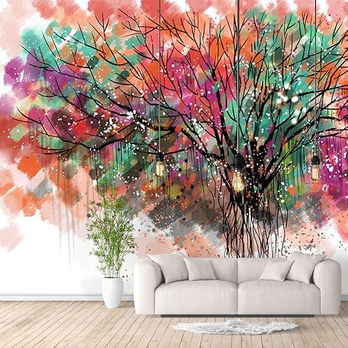 Murales de pared para dormitorio, papel tapiz abstracto de gran árbol extraíble, calcomanías de pared para despegar y pegar, 66 x 96 pulgadas
